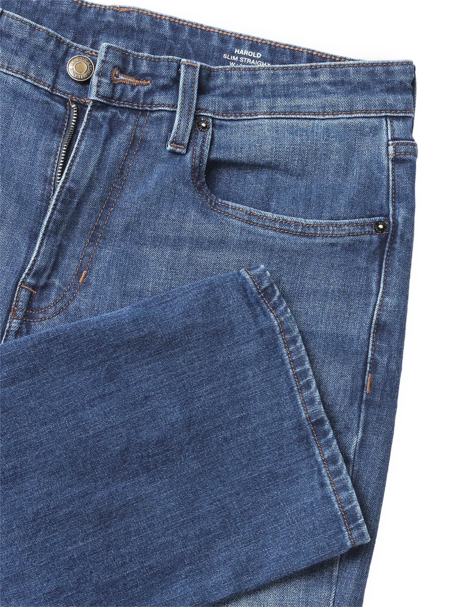 Harold Slim Straight Fit Blue Jeans Mid Blue - U.S. Polo Assn. India | Large