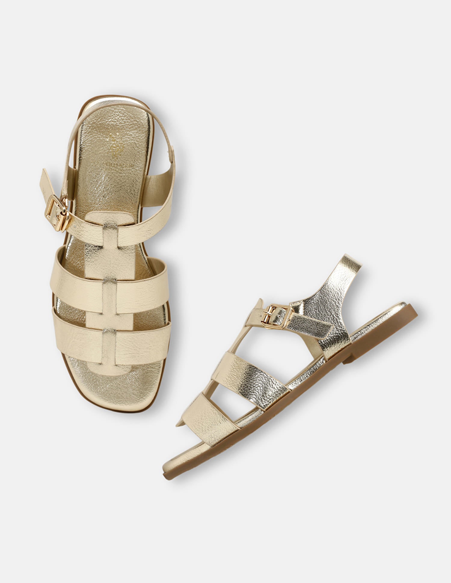 Edrien Metallic Open Toe Flats Gold - U.S. Polo Assn. India | Large