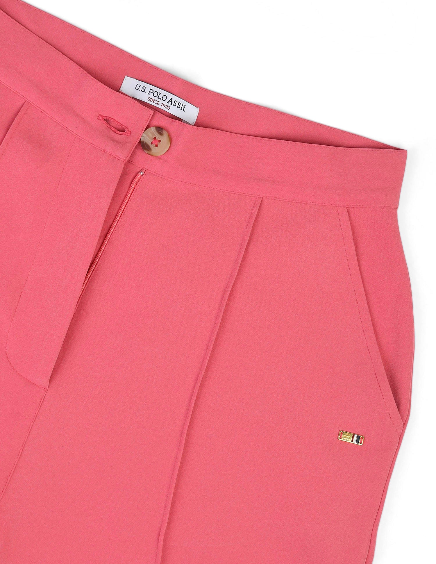 Pleated Straight Fit Trousers Pink - U.S. POLO ASSN. | Large