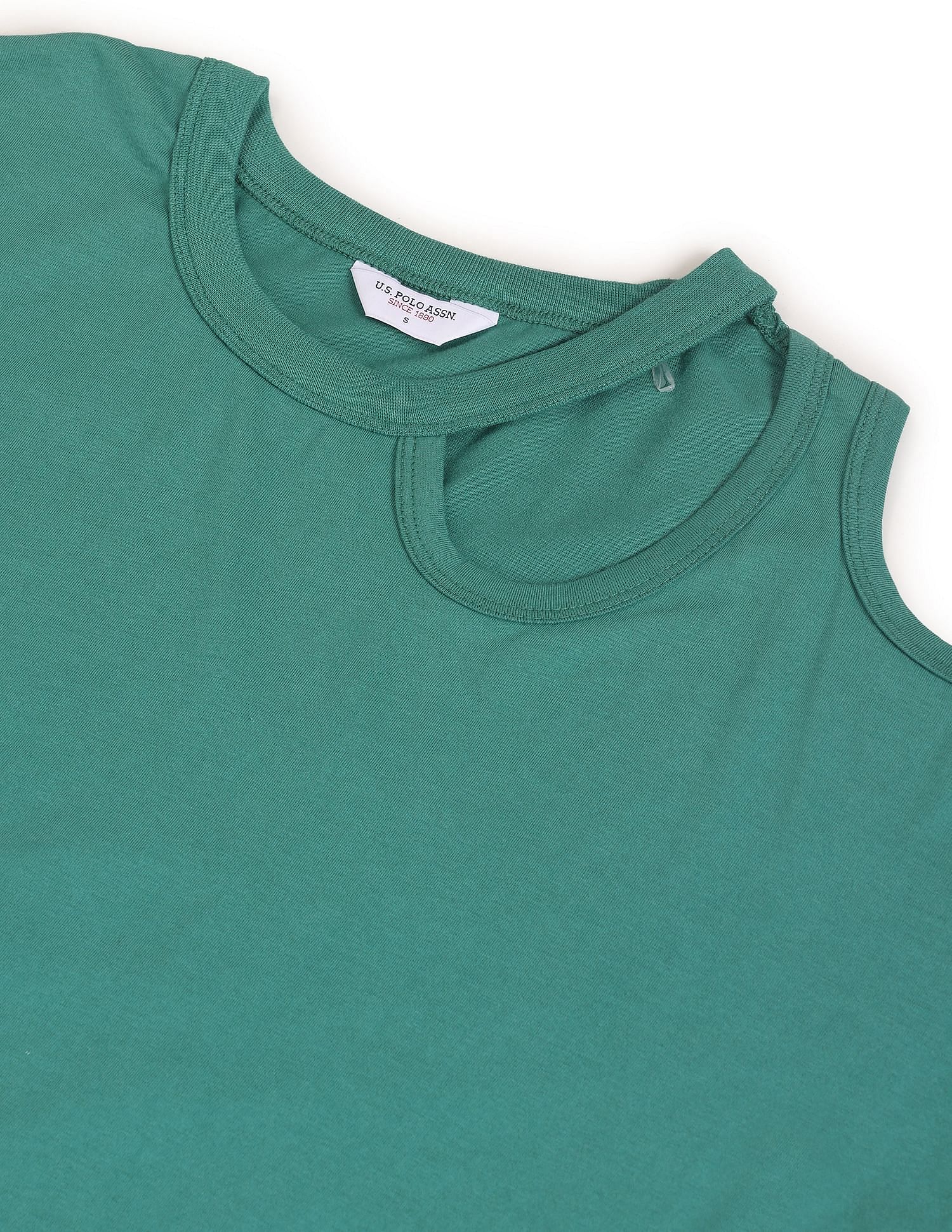 Cut Out Shoulder Solid Top Teal - U.S. Polo Assn. India | Large