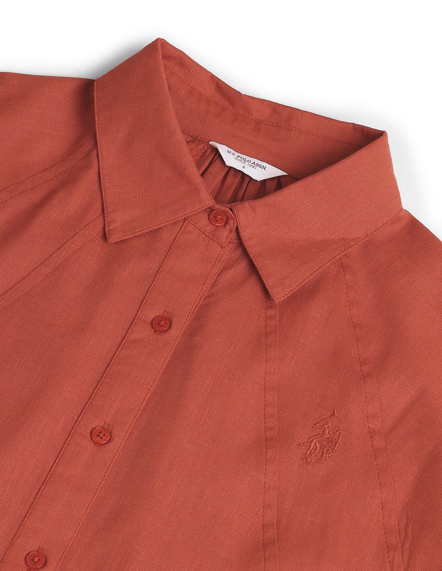 Spread Collar Loose Solid Shirt Rust - U.S. Polo Assn. India | Large