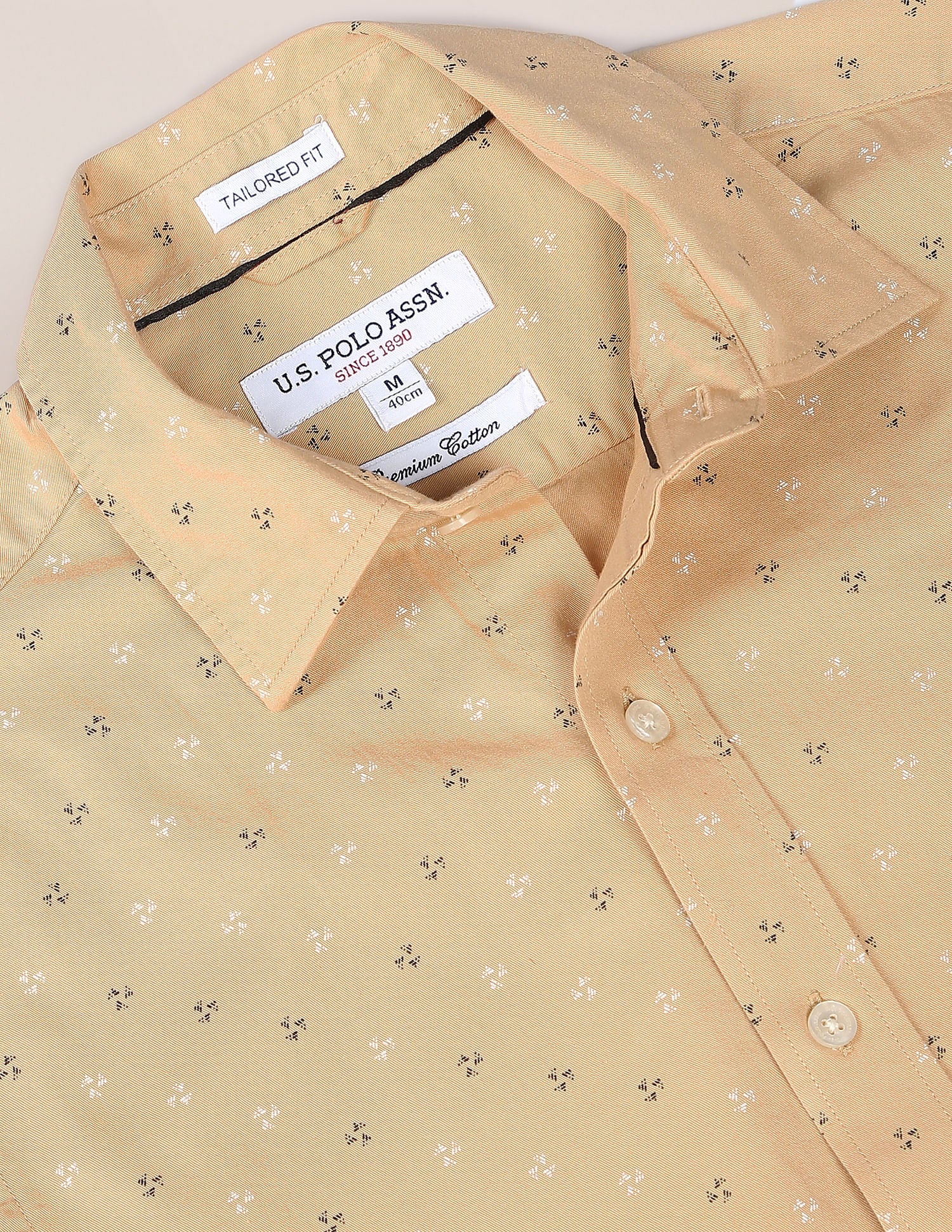 Motif Print Twill Shirt Beige - U.S. Polo Assn. India | Large