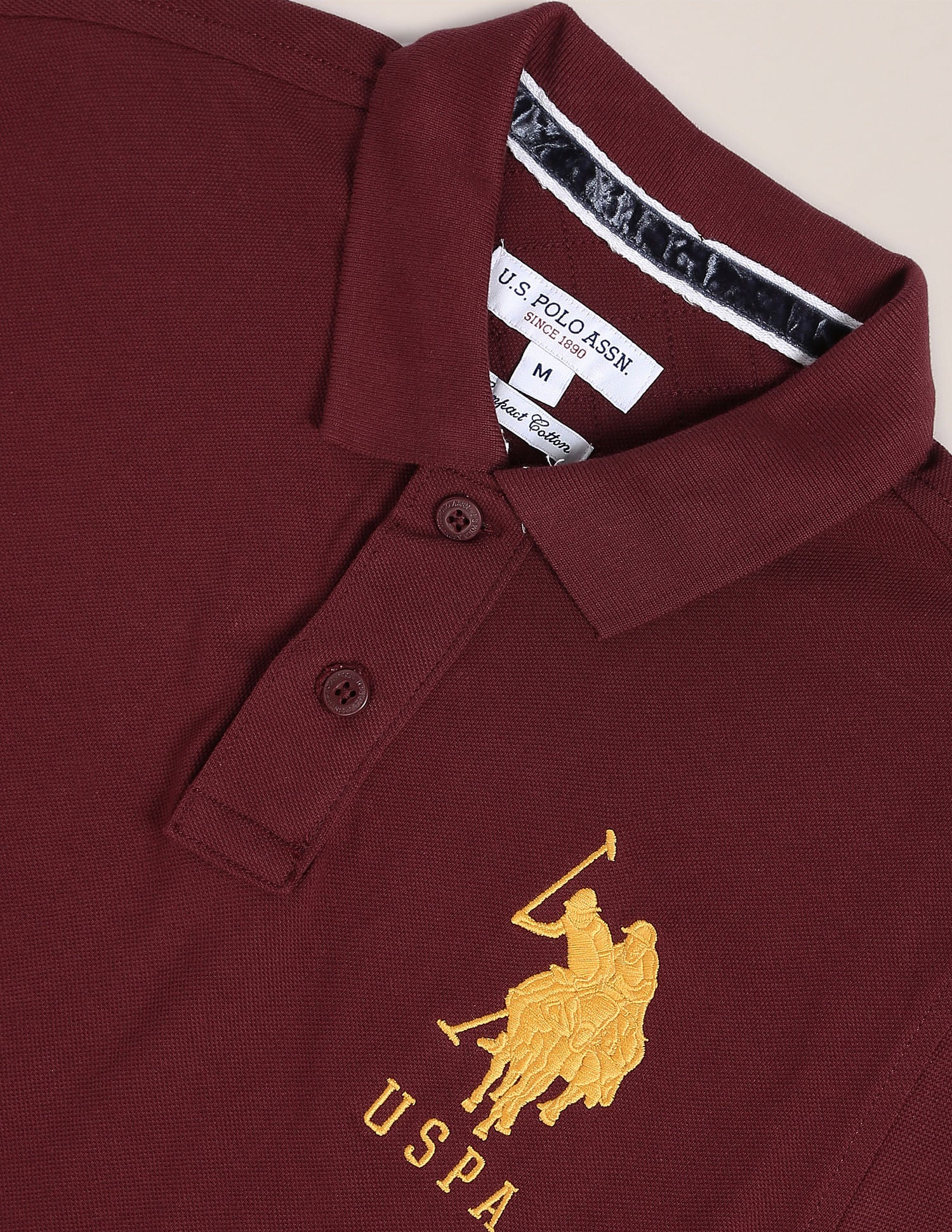 Compact Cotton Logo Polo Shirt Maroon - U.S. POLO ASSN. | Large