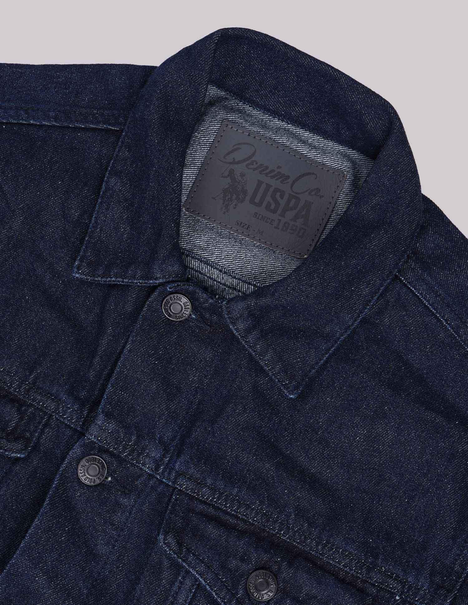 Solid Regular Fit Denim Jacket Dark Wash - U.S. Polo Assn. India | Large