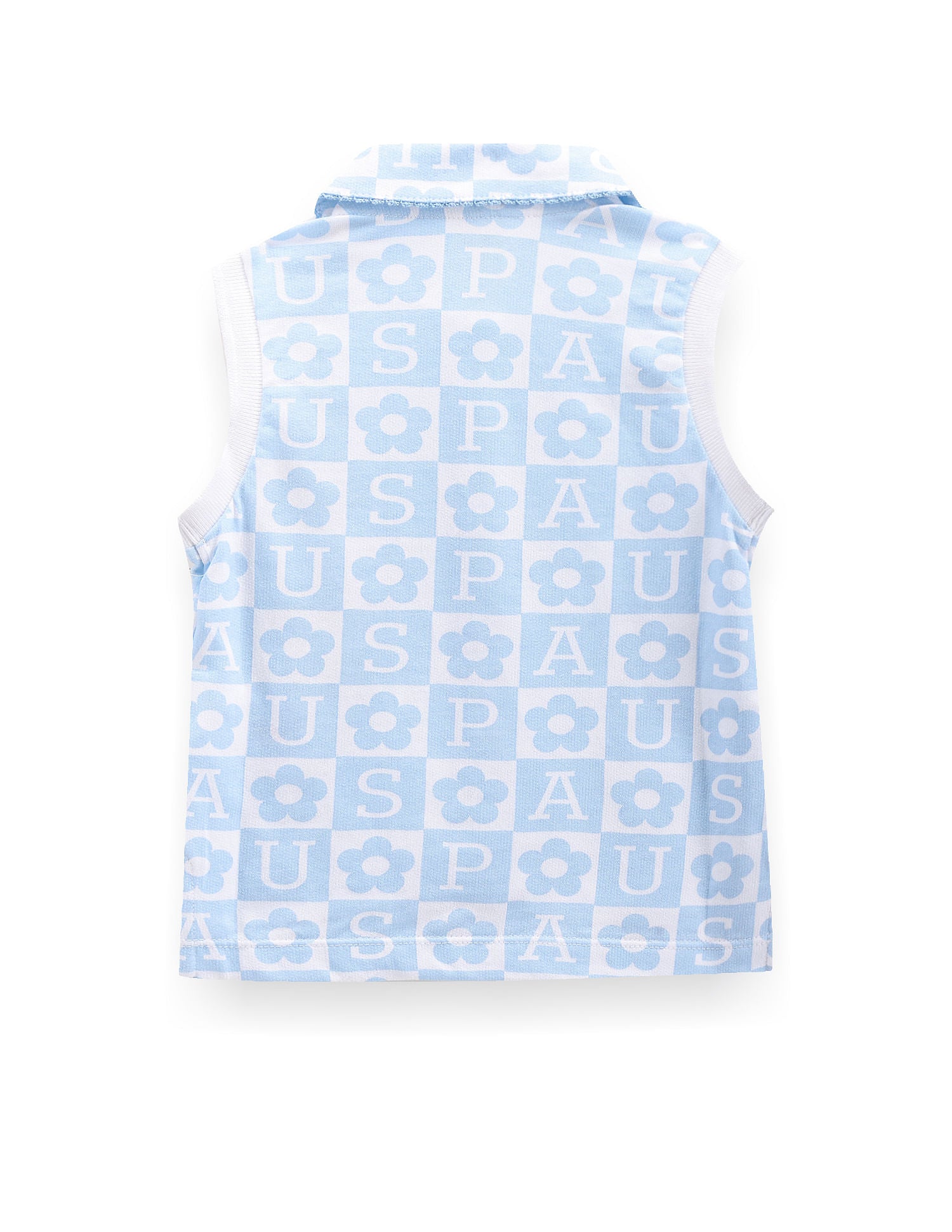 Girls Brand Print Cotton Polo Shirt Blue - U.S. POLO ASSN. | Large