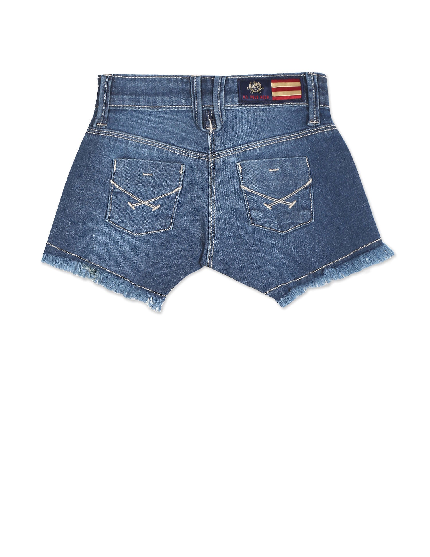 Mid Rise Whiskered Denim Shorts Blue - U.S. Polo Assn. India | Large