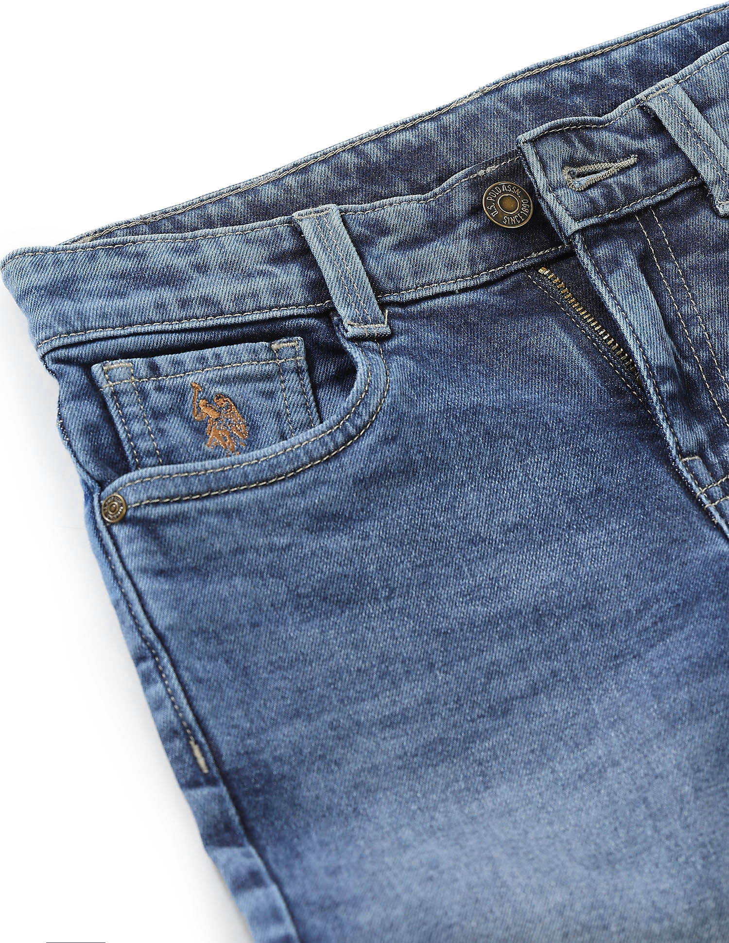 Relaxed Fit Whiskered Jeans Light Indigo - U.S. Polo Assn. India | Large