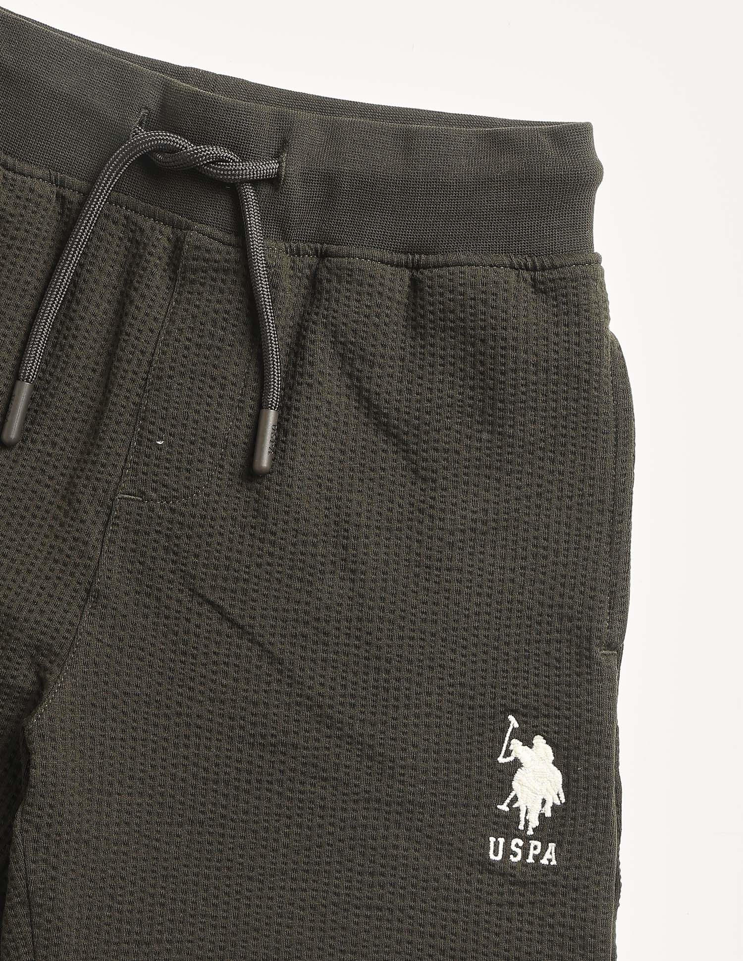 Textured Regular Fit Shorts Dark Green - U.S. Polo Assn. India | Large