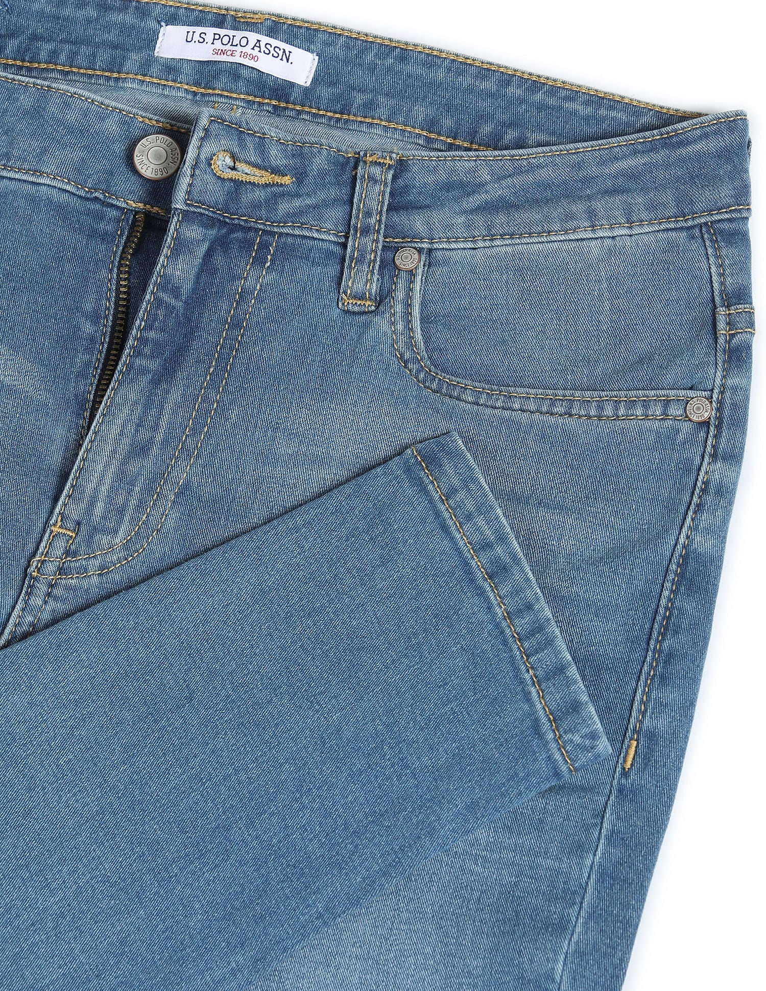 Mid Rise Stone Wash Jeans Blue - U.S. POLO ASSN. | Large