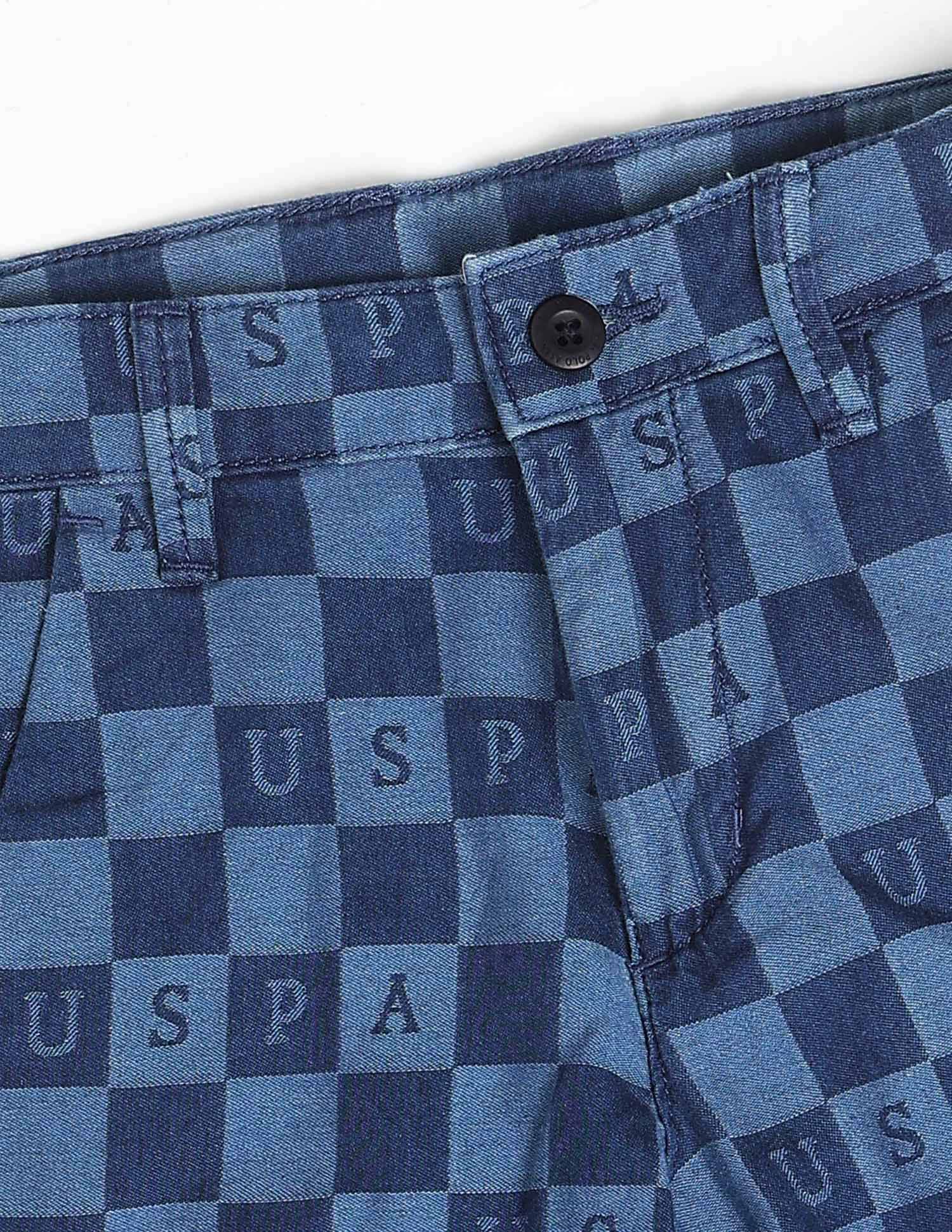 Chequer Brand Printed Relaxed Fit Shorts Indigo - U.S. Polo Assn. India | Large