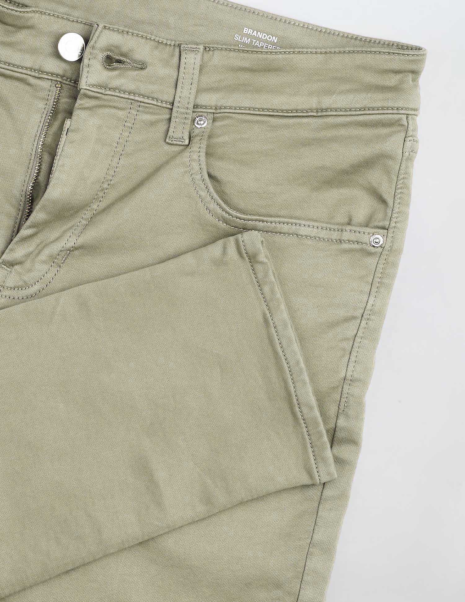 Brandon Slim Tapered Fit Color Denim Jeans Light Olive - U.S. Polo Assn. India | Large