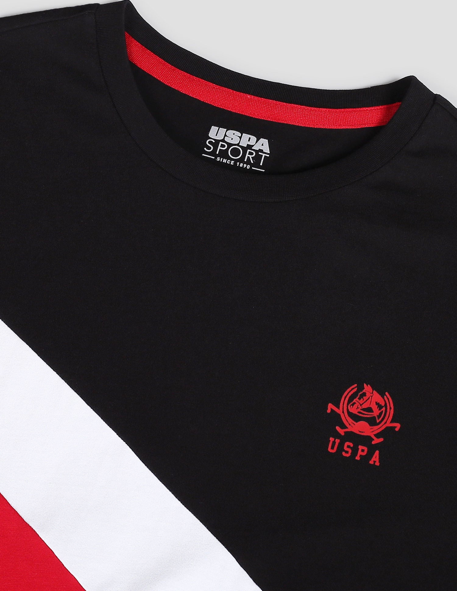 Diagonal Colour Block Active T-Shirt Black - U.S. Polo Assn. India | Large