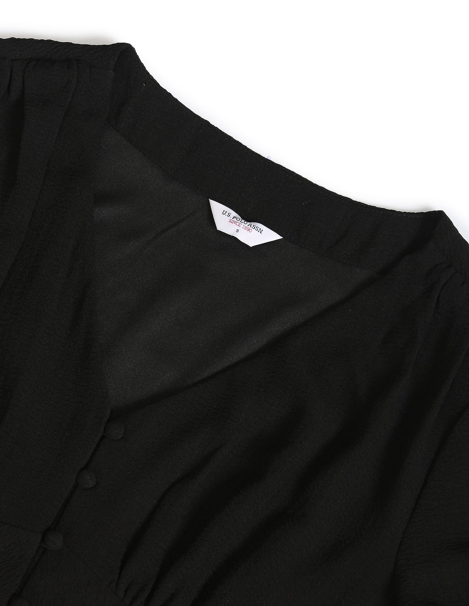 V-Neck Solid Midi Dress Black - U.S. POLO ASSN. | Large