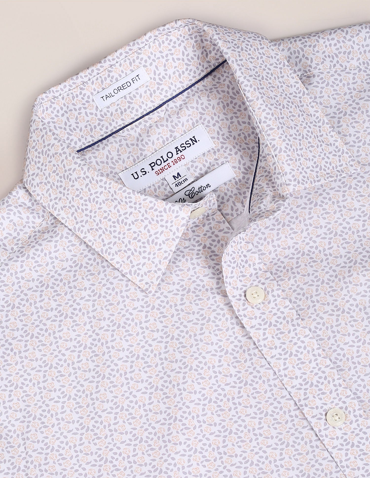 Floral Print Cotton Shirt Off White - U.S. Polo Assn. India | Large