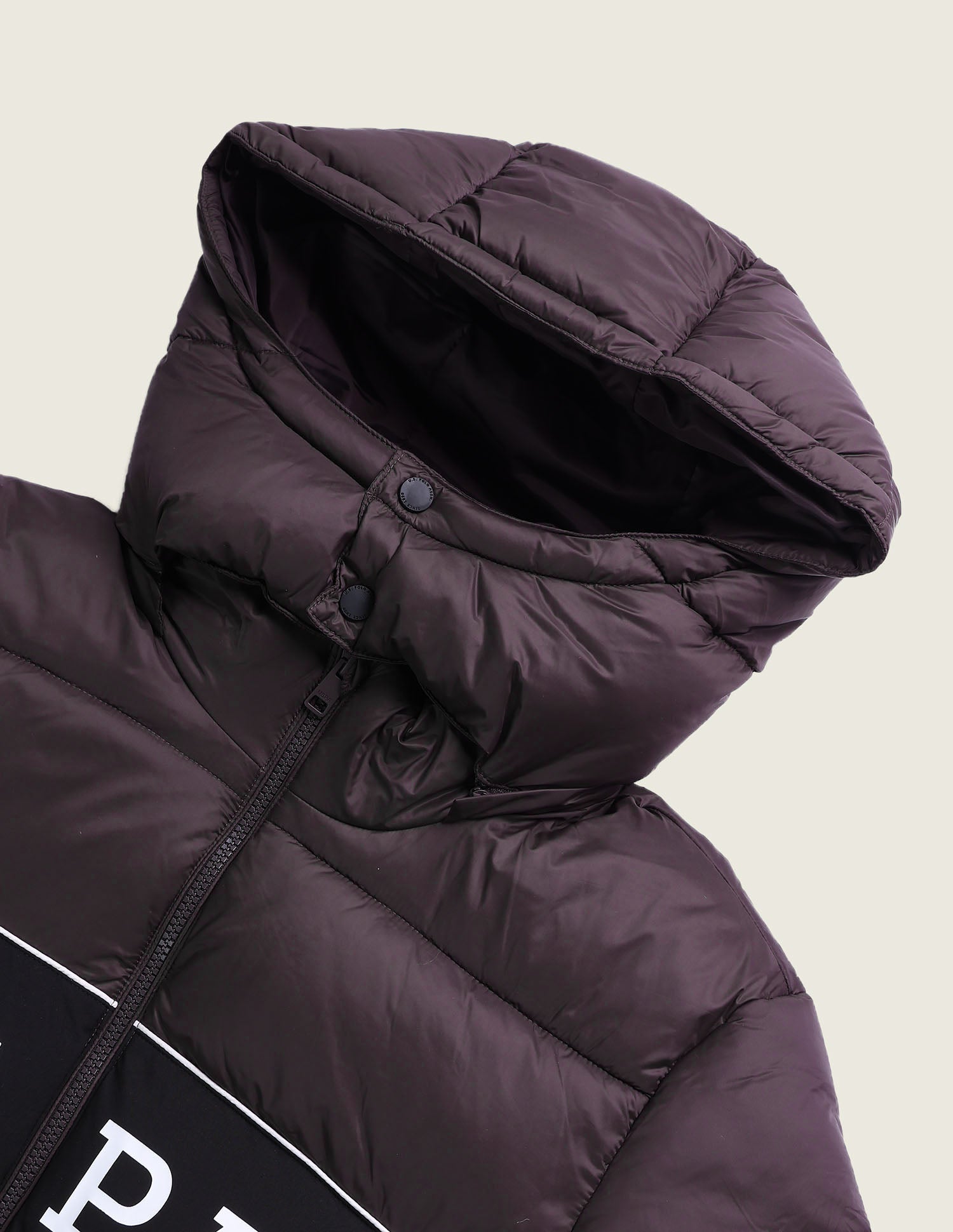 Colourblocked Regular Fit Puffer Jacket Wine - U.S. Polo Assn. India | Large
