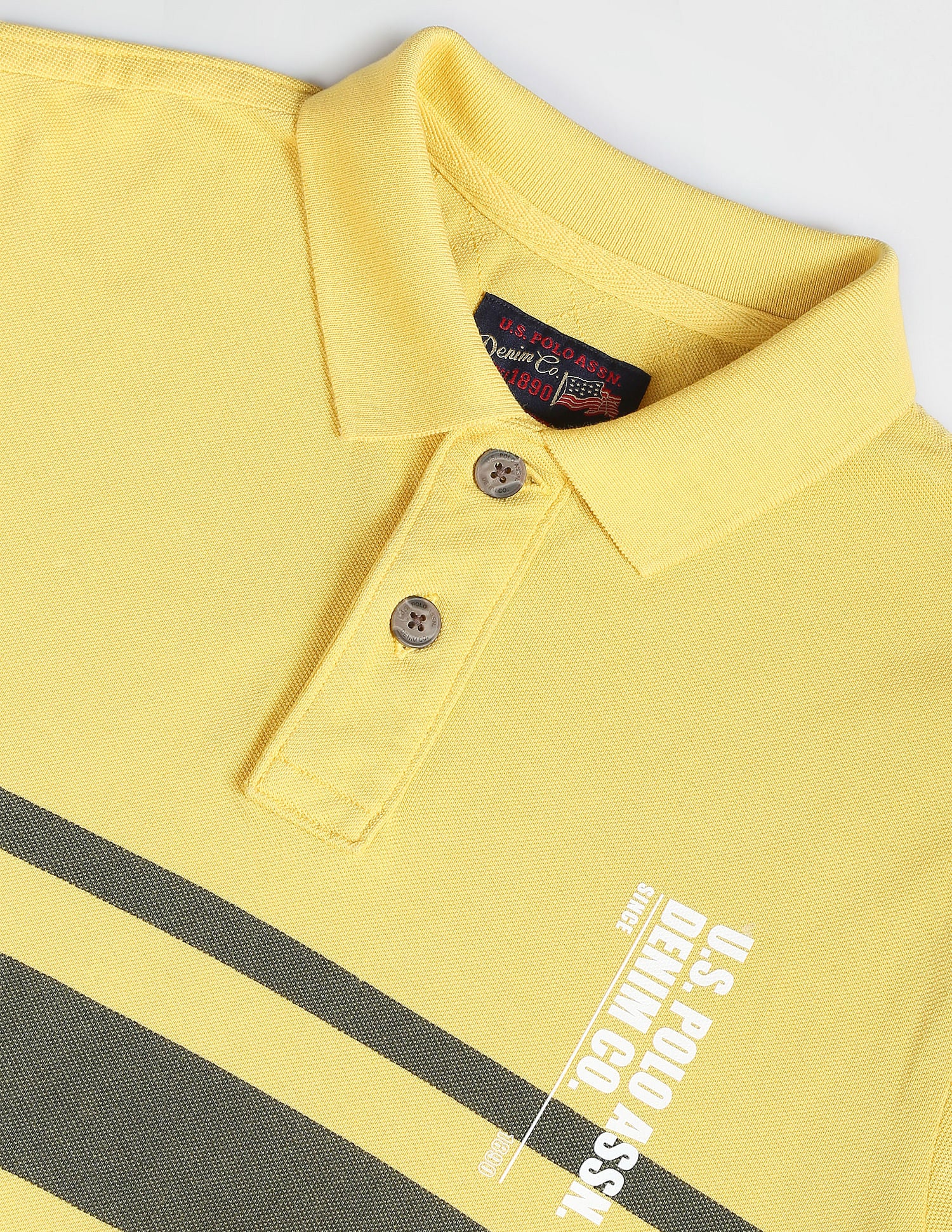 Horizontal Stripe Slim Fit Polo Shirt Mustard - U.S. POLO ASSN. | Large