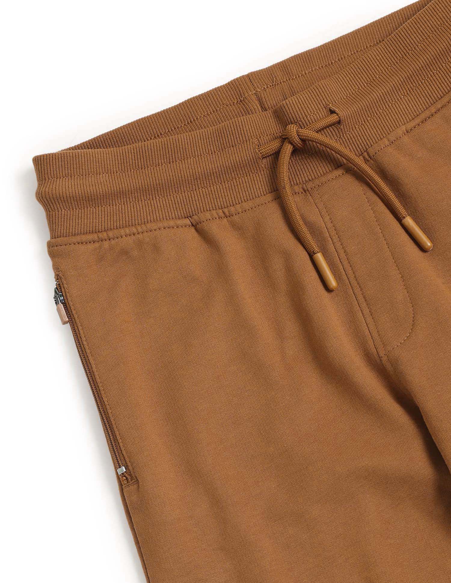 Boys Solid Pure Cotton Track Pants Brown - U.S. POLO ASSN. | Large