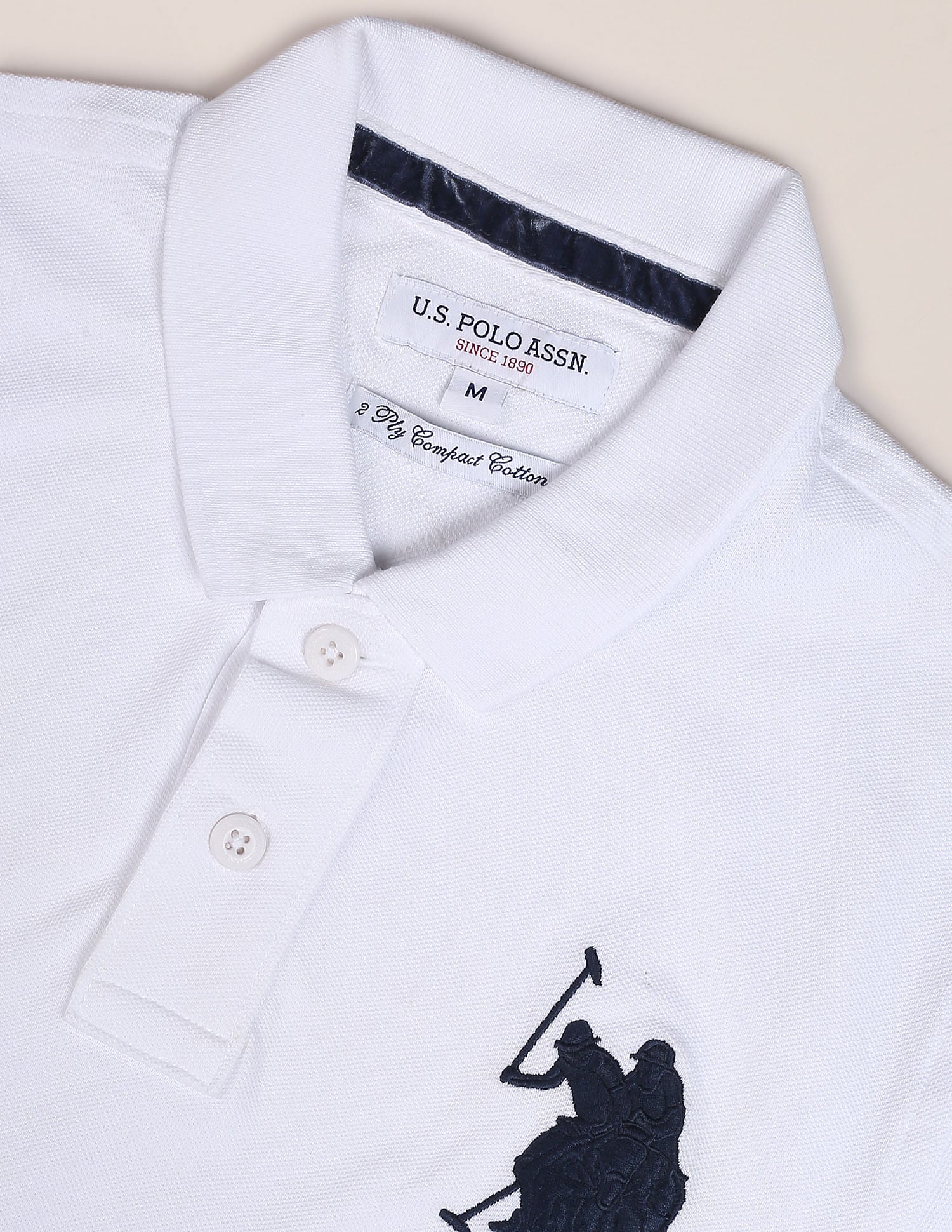 Compact Cotton Logo Polo Shirt White - U.S. Polo Assn. India | Large