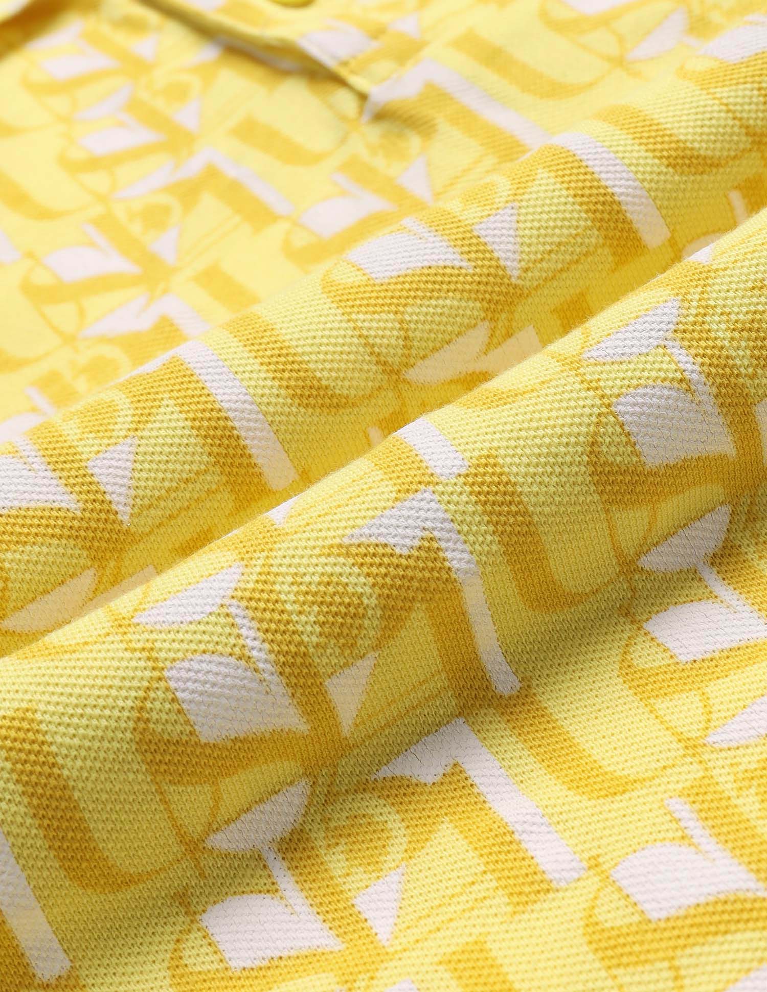 Boys All Over Printed Regular Fit Polo Shirt Light Yellow - U.S. Polo Assn. India | Large