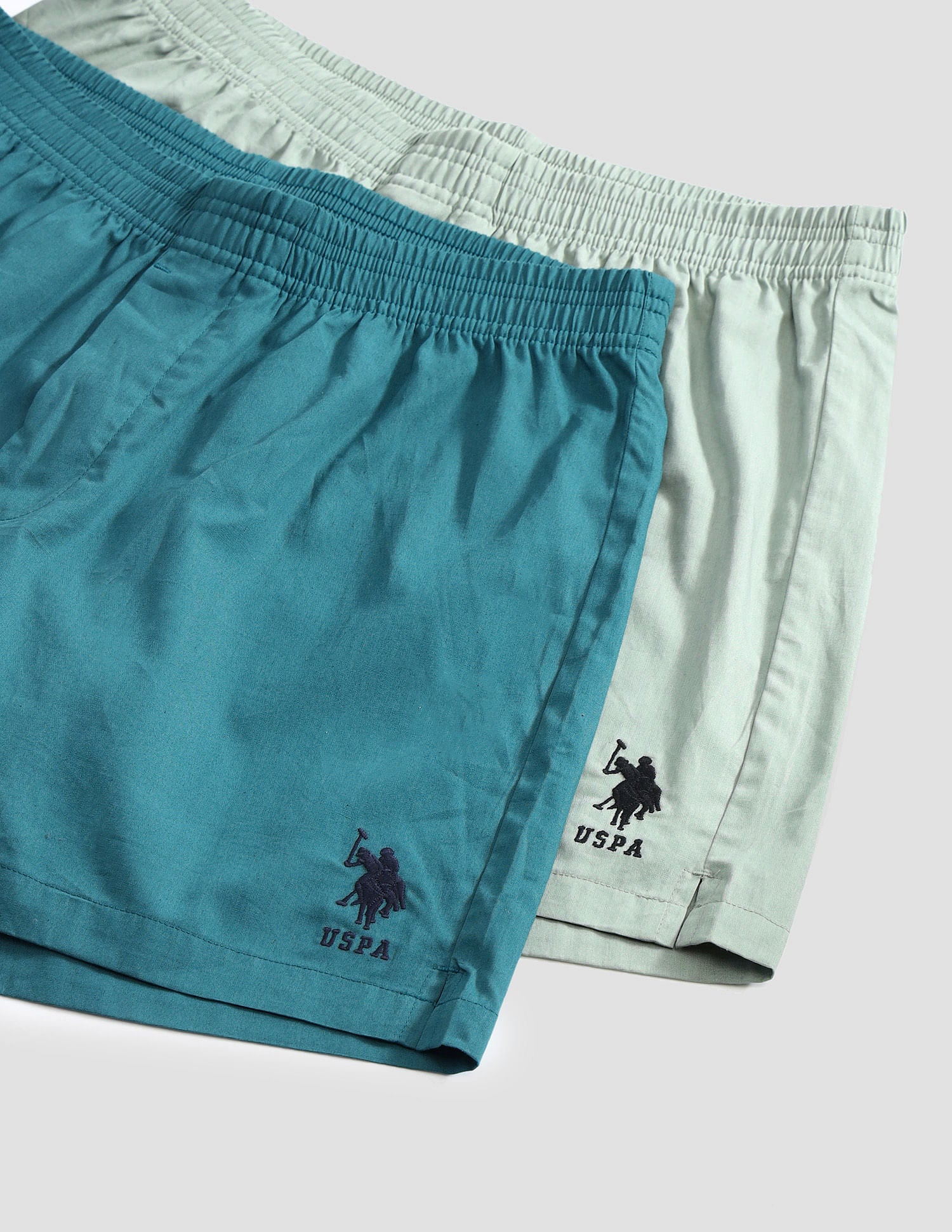 Comfort Regular Fit Solid OEX08 Boxers - Pack of 2 Iceberg, Green and Colonial Blue - U.S. POLO ASSN. | Large