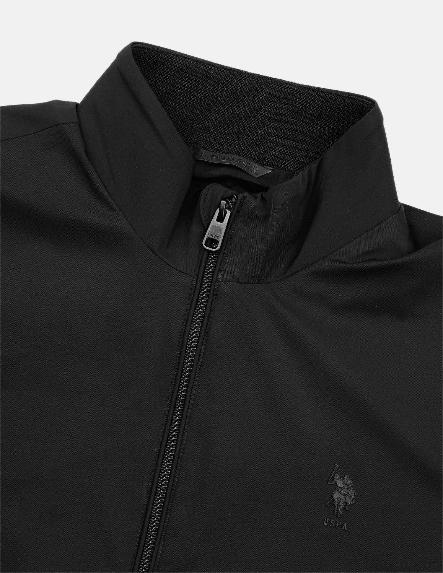 Solid Regular Fit Bomber Jacket Black - U.S. Polo Assn. India | Large