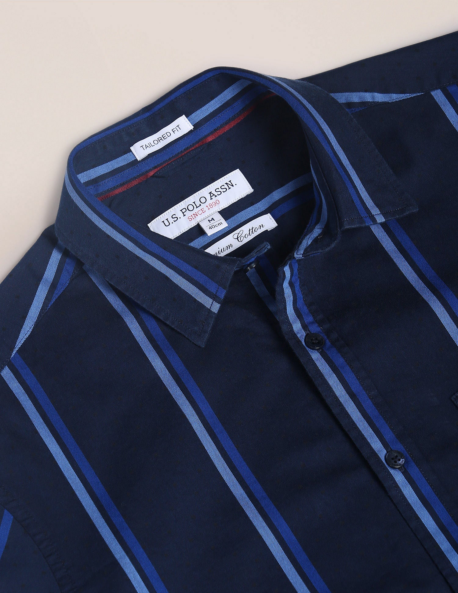 Premium Cotton Vertical Stripe Shirt Navy - U.S. Polo Assn. India | Large
