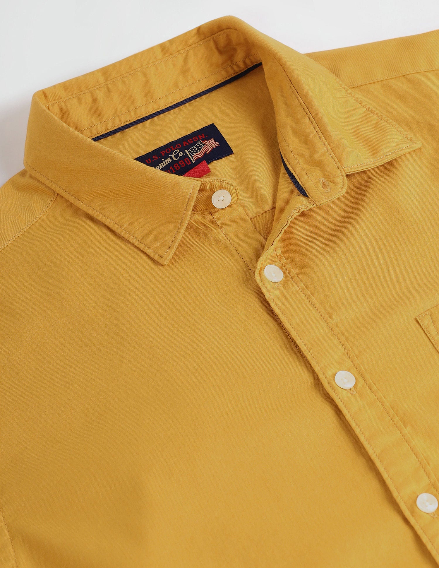Twill Slim Fit Shirt Mustard - U.S. Polo Assn. India | Large