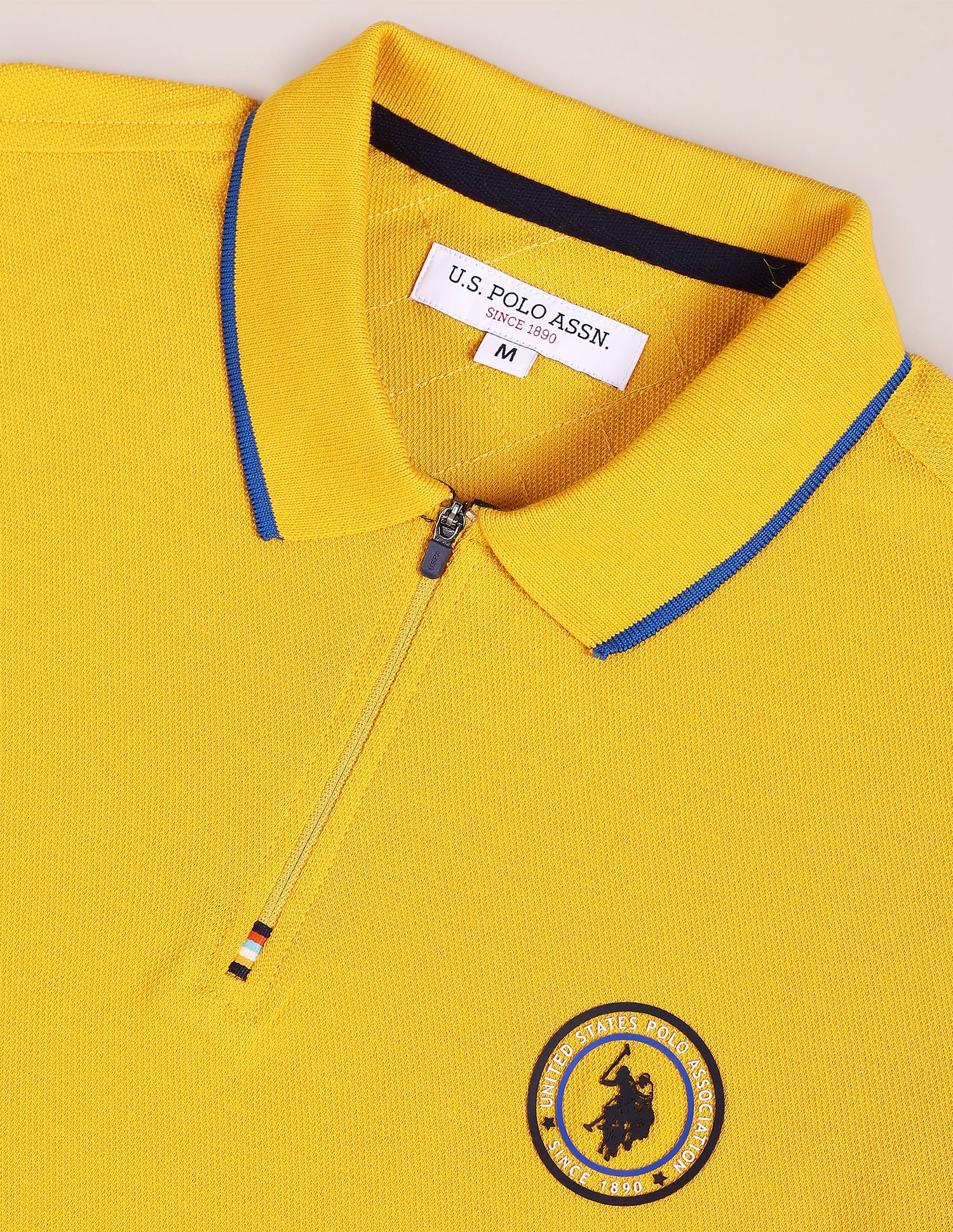 Solid Jacquard Polo Shirt Mustard - U.S. Polo Assn. India | Large
