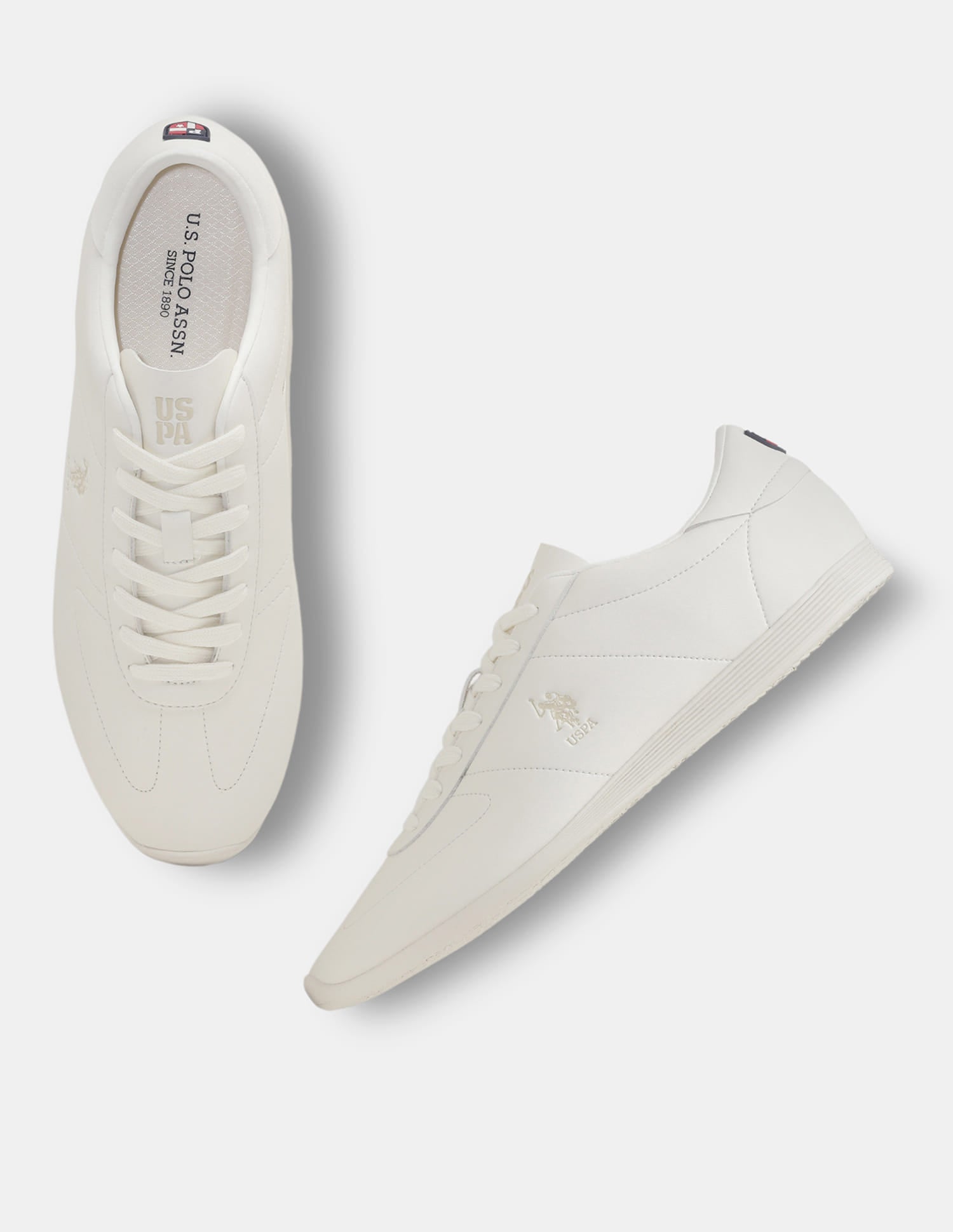 Round Toe Lace Ups Sheild 1890 Sneakers White - U.S. Polo Assn. India | Large