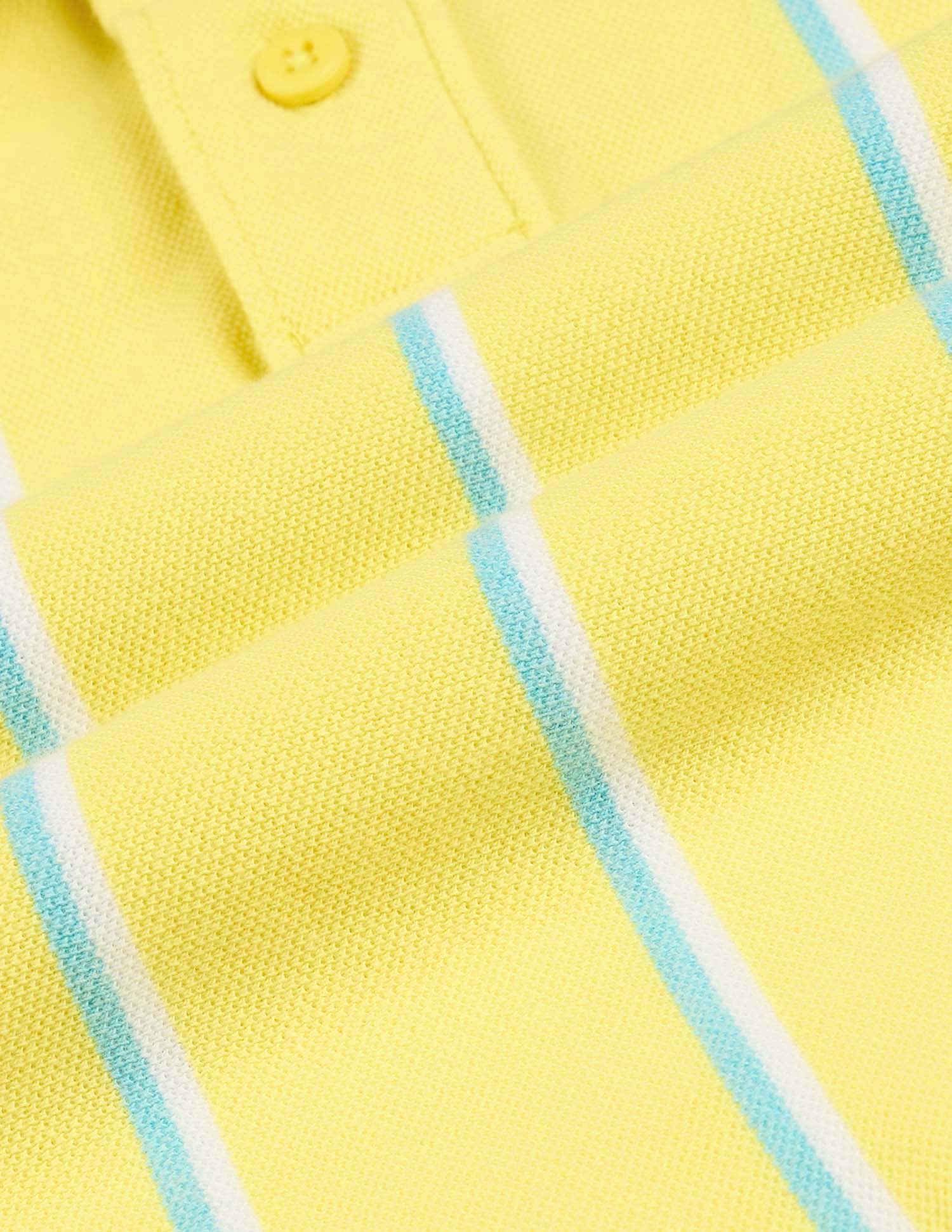 Boys Vertical Striped Regular Fit Polo Shirt Light Yellow - U.S. POLO ASSN. | Large