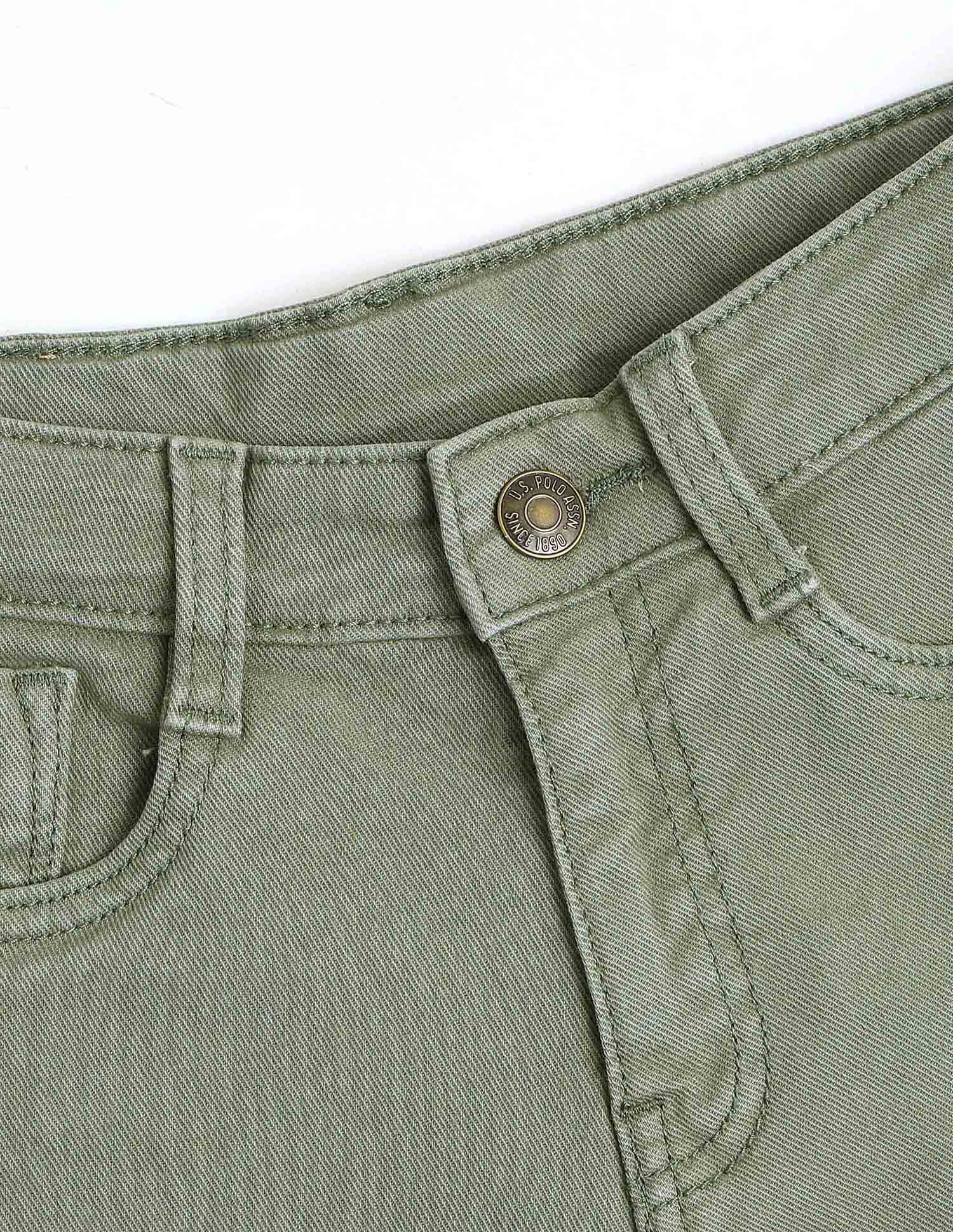 Boys Regular Fit Solid Shorts Olive - U.S. Polo Assn. India | Large