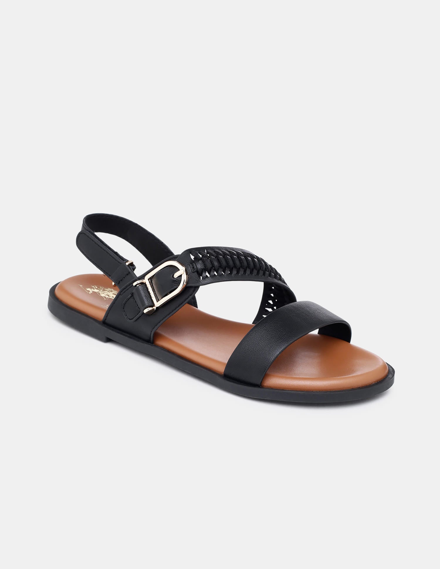 Women Axelle Patterned Vamp Strap Sandals Black - U.S. Polo Assn. India | Large