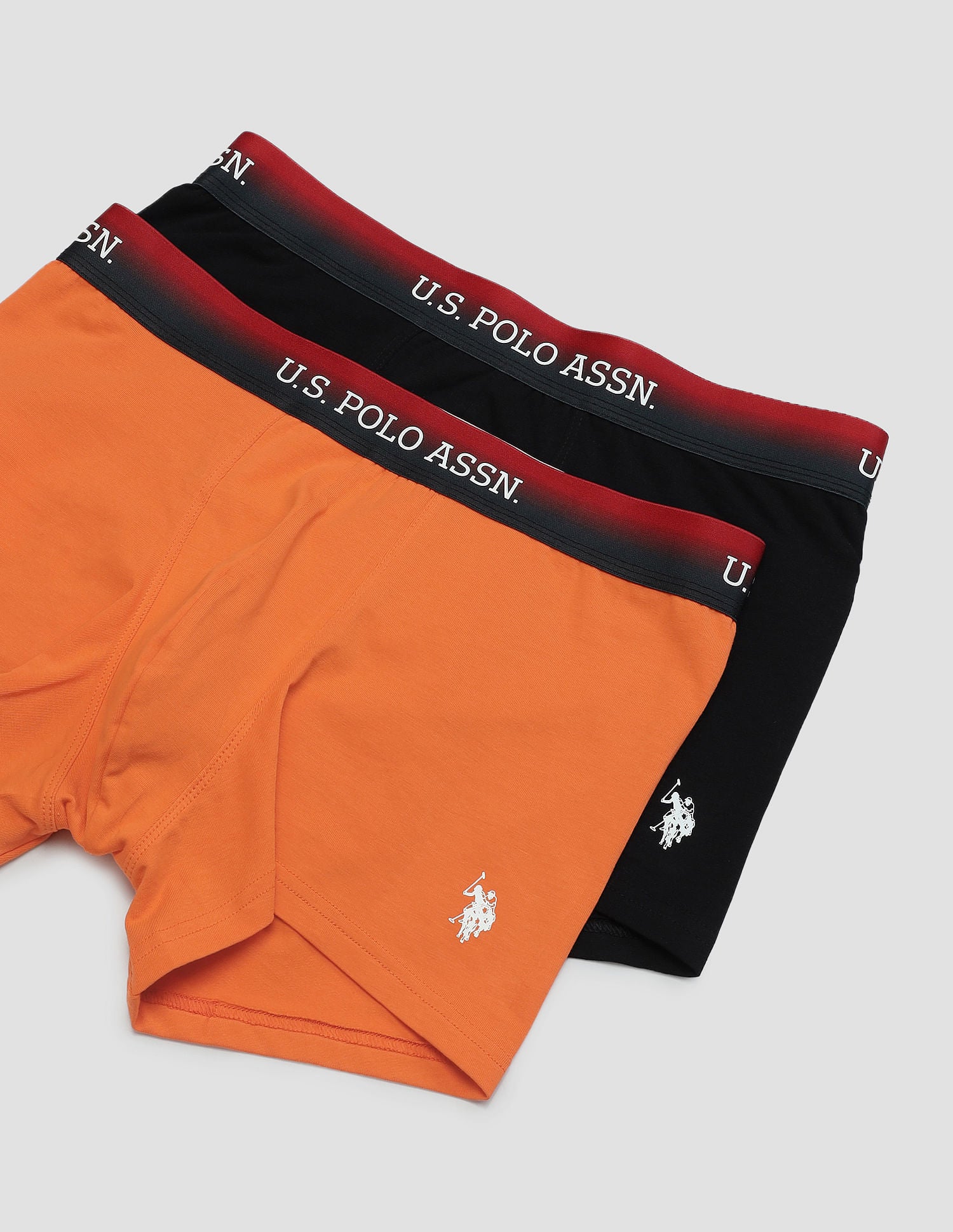 Ombre Waistband Solid OET05 Trunks - Pack Of 2 Black and Orange - U.S. POLO ASSN. | Large