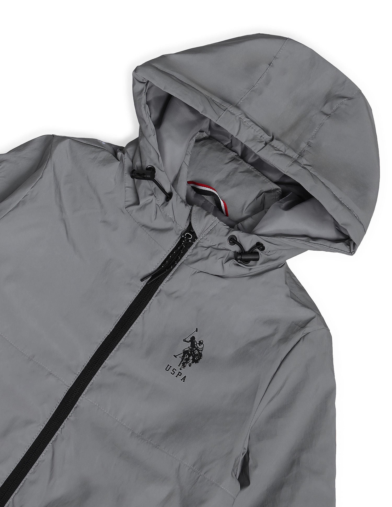 Boys Regular Fit Solid Padded Jacket Silver - U.S. POLO ASSN. | Large