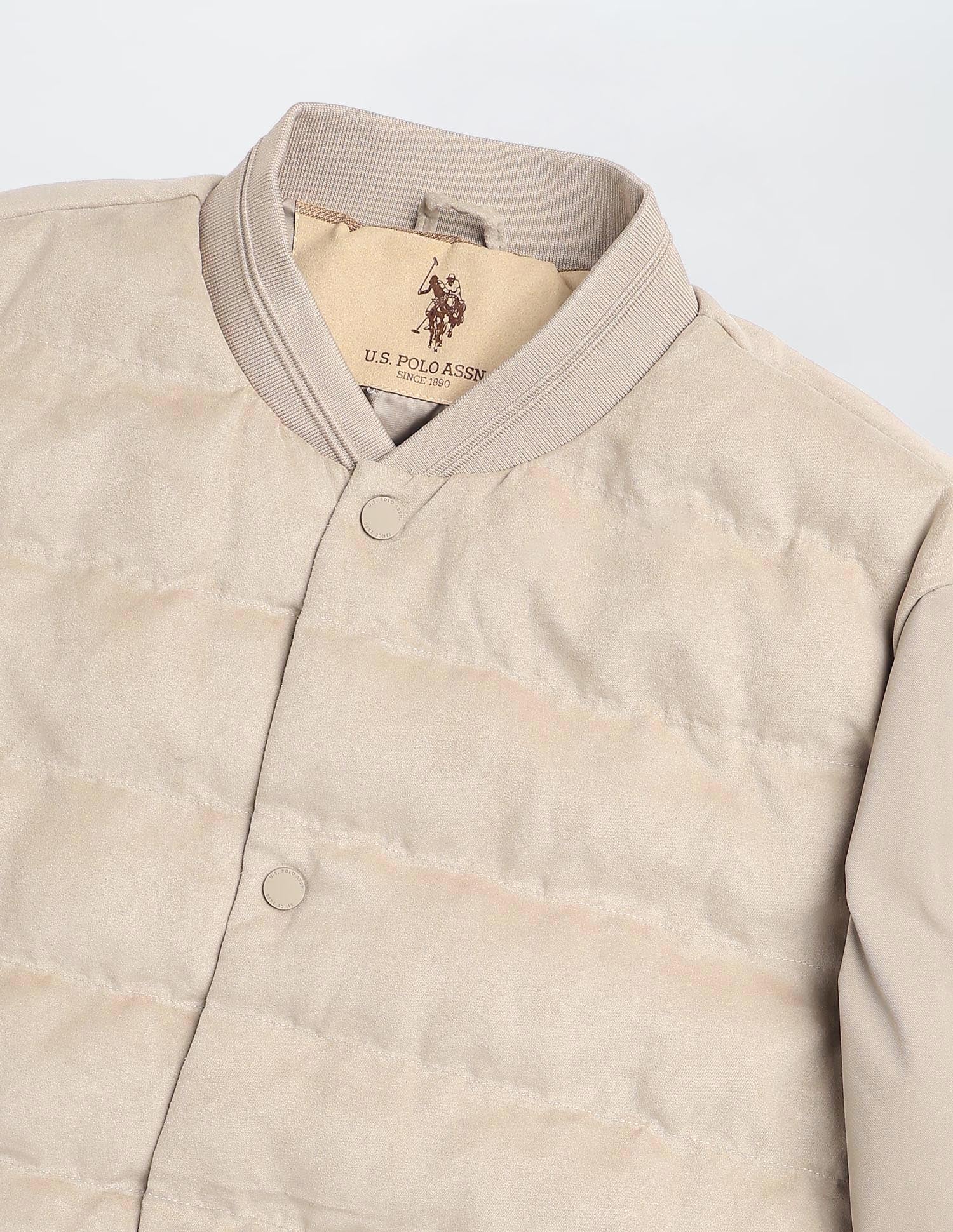 Solid Regular Fit Puffer Jacket Ecru - U.S. POLO ASSN. | Large