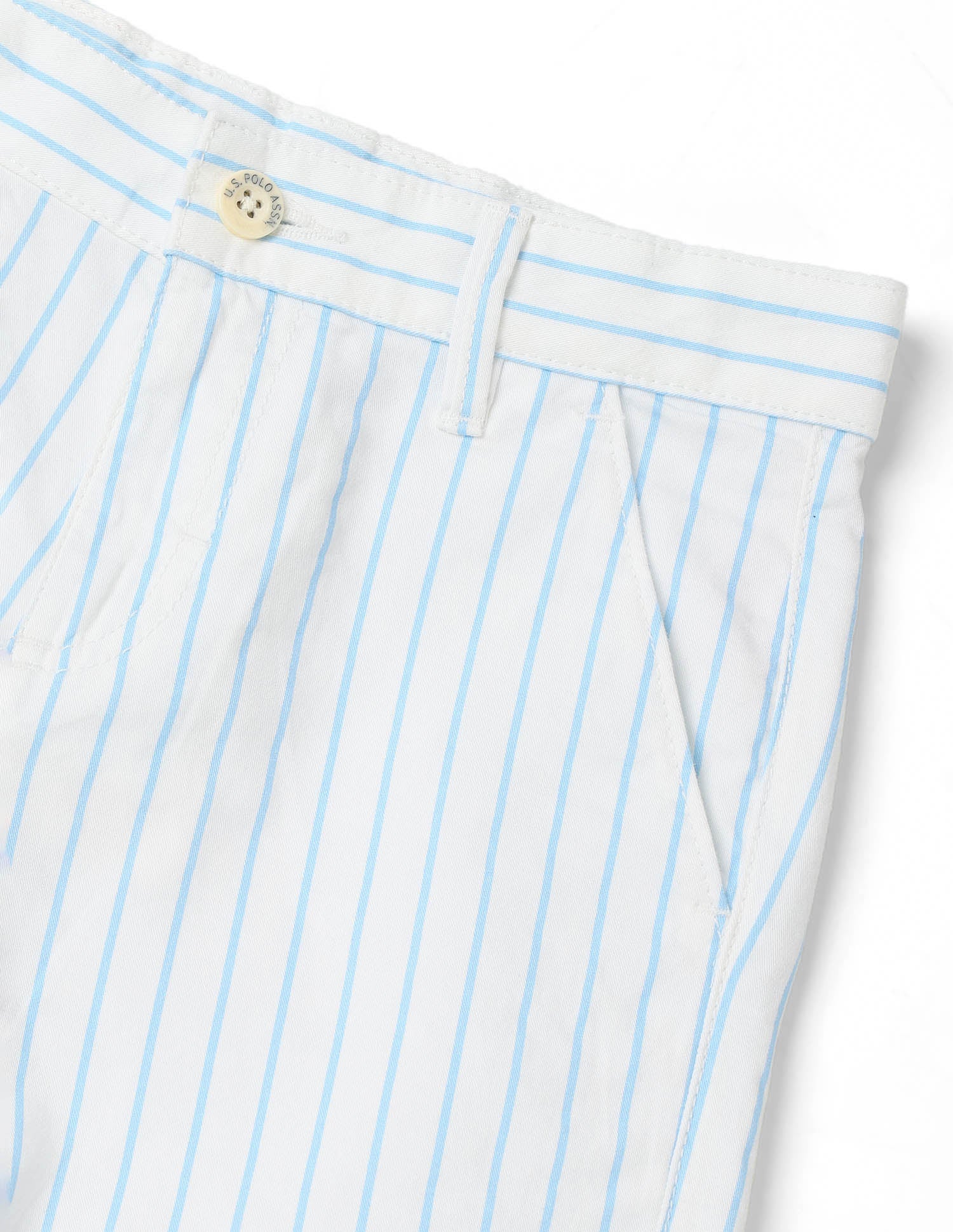 Boys Vertical Striped Regular Fit Shorts Light Blue - U.S. POLO ASSN. | Large