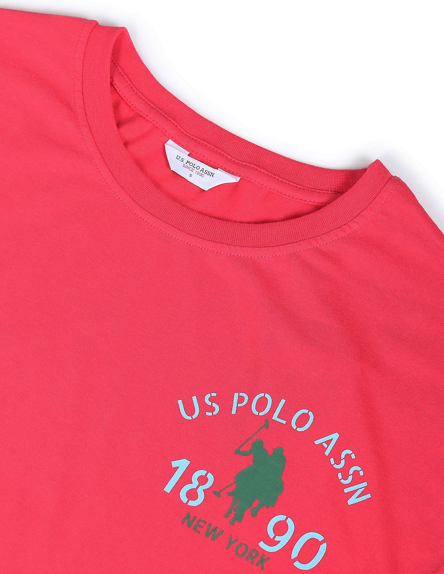 Crew Neck Cotton Solid T-Shirt Fuchsia - U.S. Polo Assn. India | Large