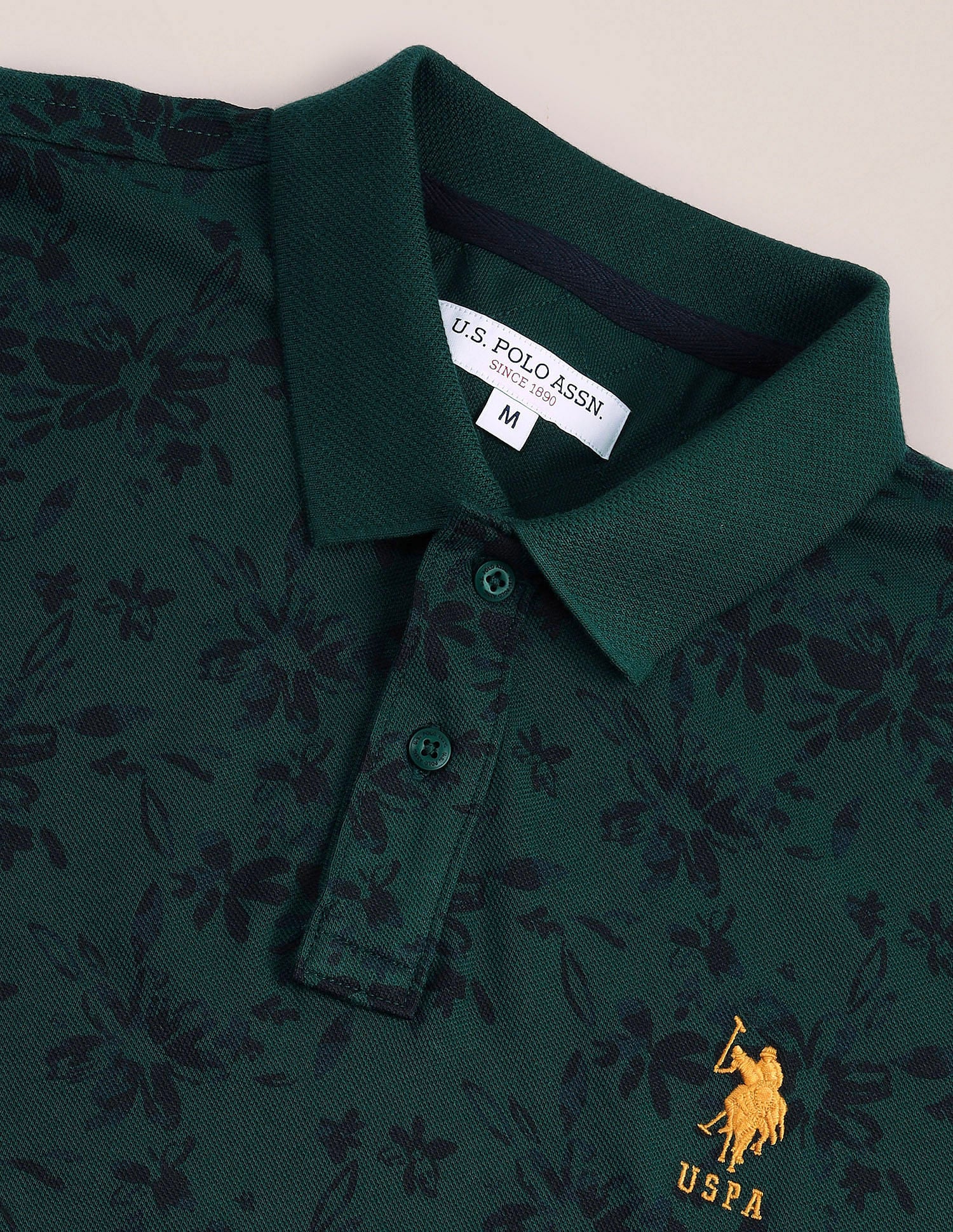 Floral Slim Fit Polo Shirt Dark Green - U.S. POLO ASSN. | Large