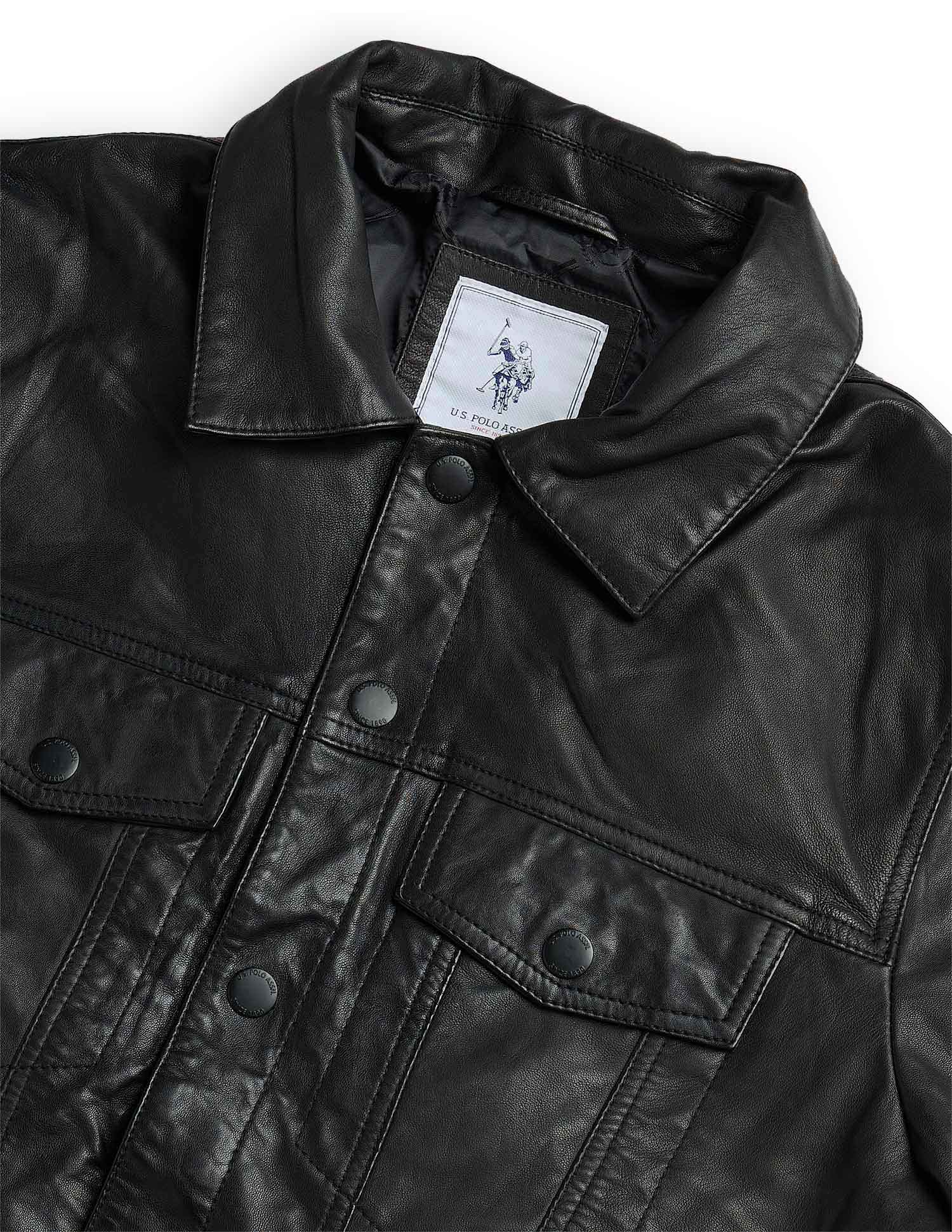 Equestrian Aisle Theater Leather Jacket Black - U.S. POLO ASSN. | Large