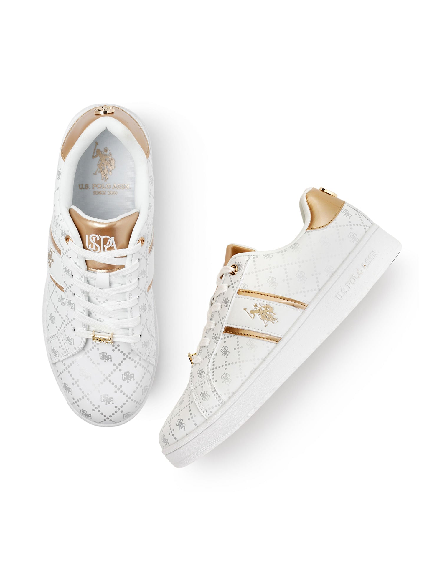 Women Monogram Harriet Sneakers White - U.S. POLO ASSN. | Large