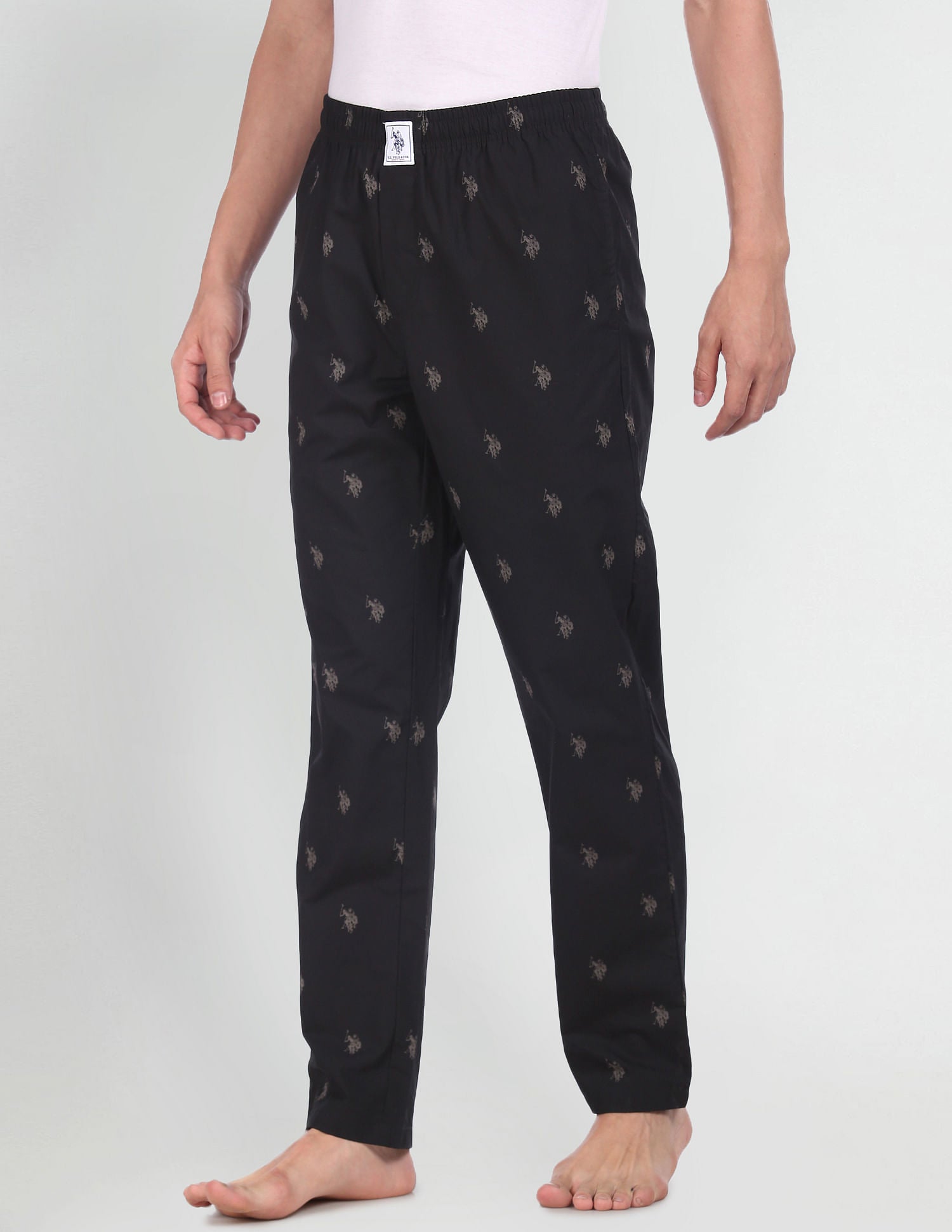 Signature Logo Print Cotton Lounge Pants - Pack Of 1 Black - U.S. POLO ASSN. | Large