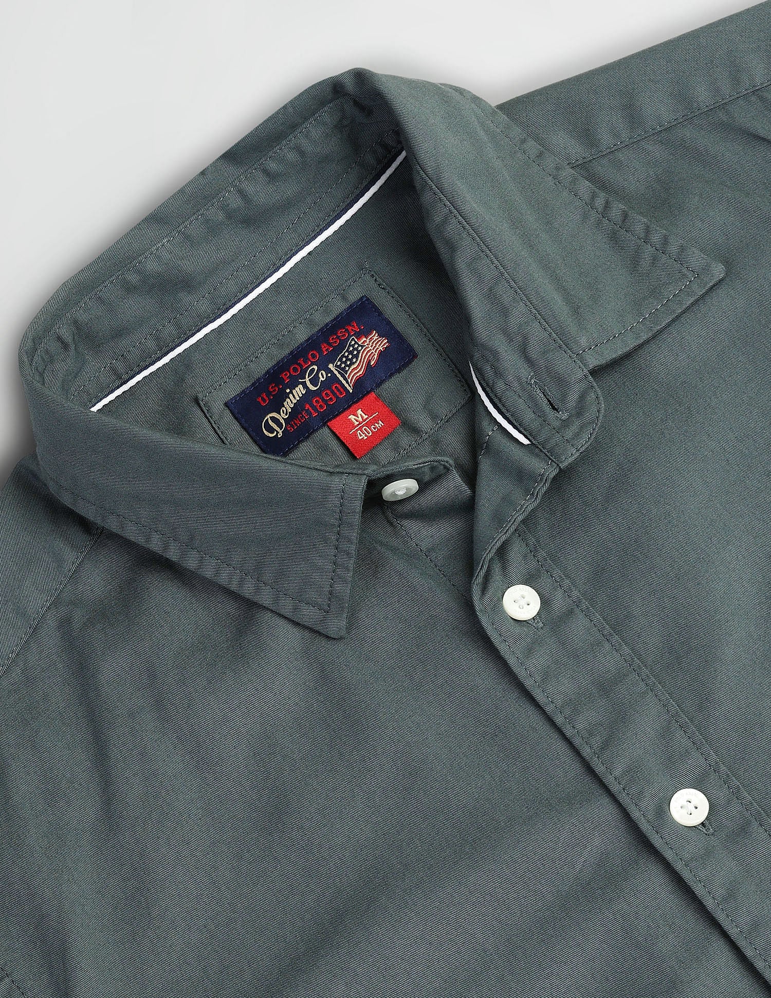 Semi Cutaway Collar Slim Fit Shirt Grey - U.S. Polo Assn. India | Large