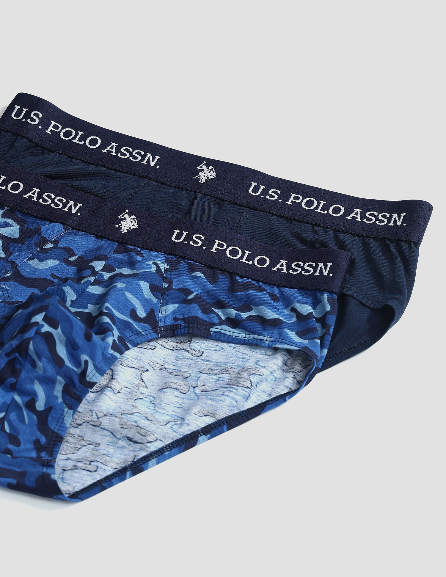 Elasticized Waist OEB09 Briefs - Pack Of 2 Camo Navy and Navy - U.S. POLO ASSN. | Large