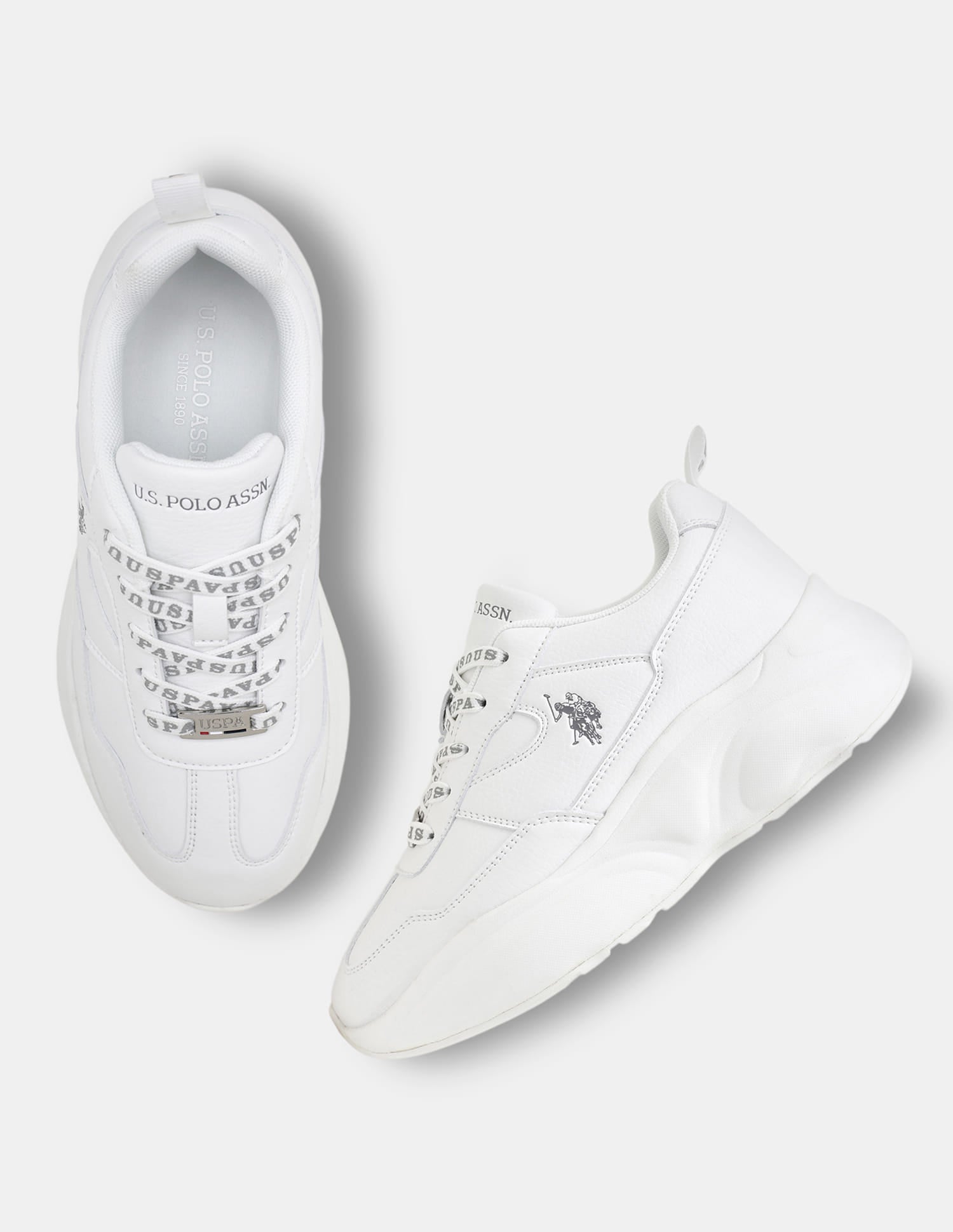 Women Lace Ups Evienne Sneakers Off White - U.S. Polo Assn. India | Large