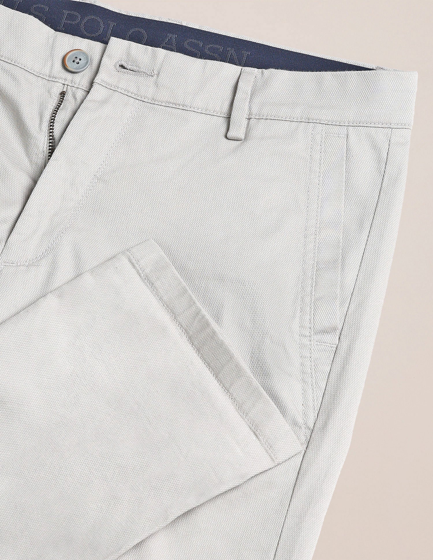 Denver Slim Fit Solid Trousers Light-Grey - U.S. POLO ASSN. | Large