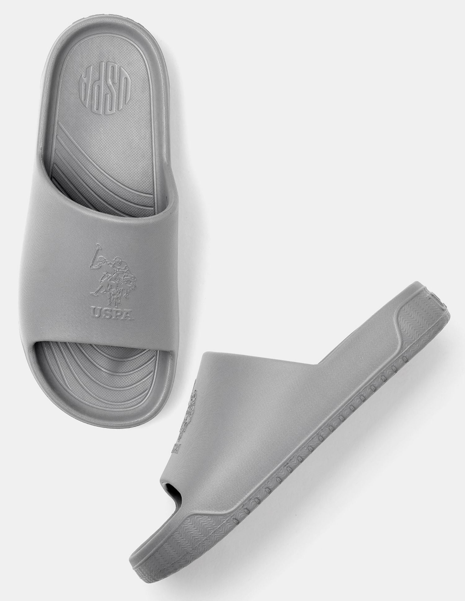 Men Palmer Open Toe Slippers Grey - U.S. Polo Assn. India | Large