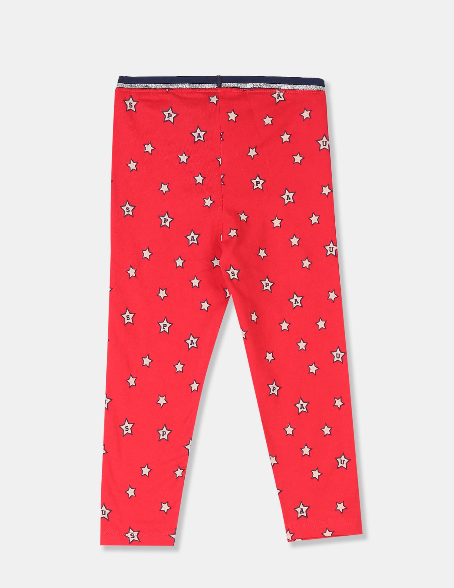 Girls Red Elasticized Waistband Star Print Leggings Red - U.S. POLO ASSN. | Large