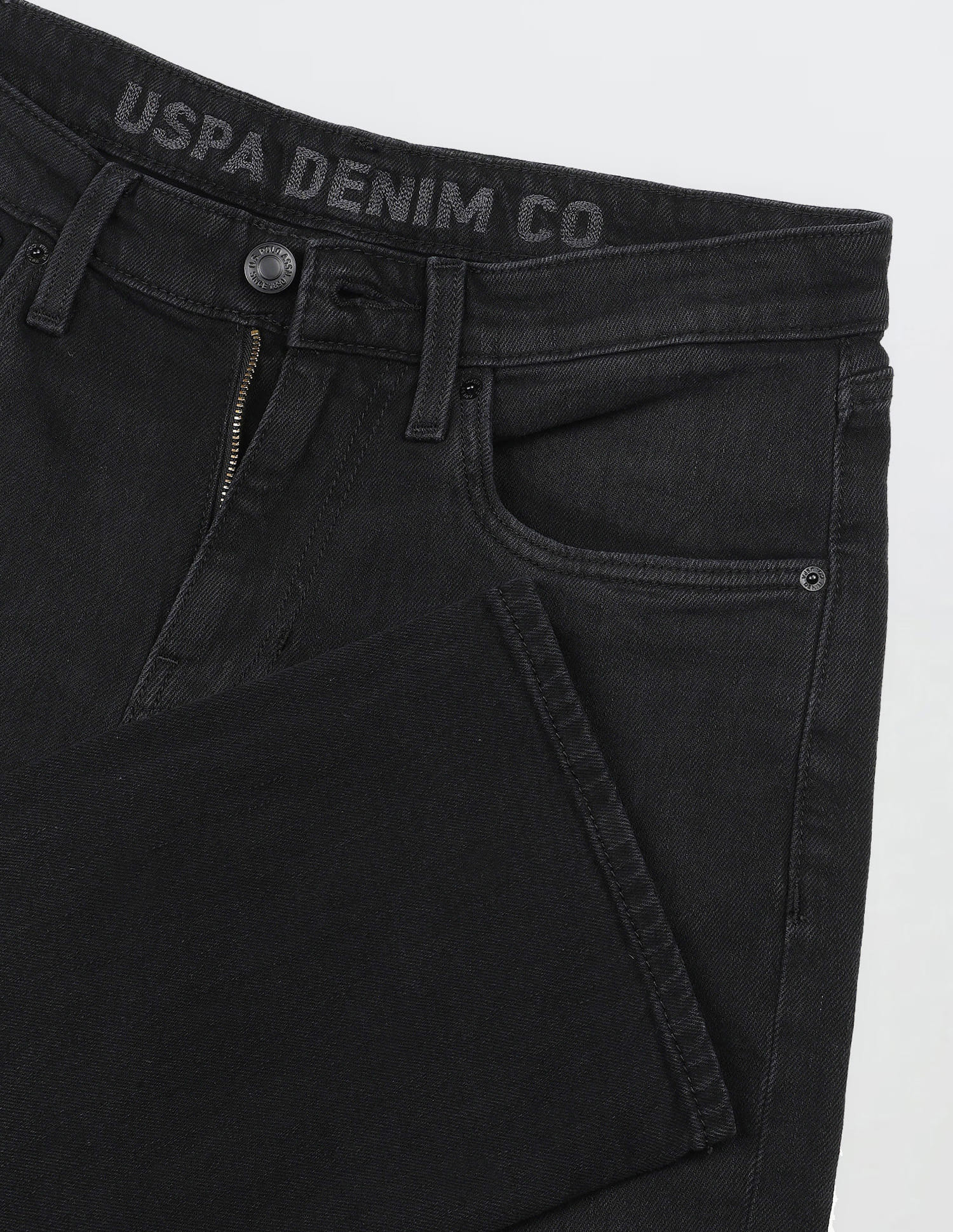 Solid Regular Fit Jeans Black - U.S. Polo Assn. India | Large