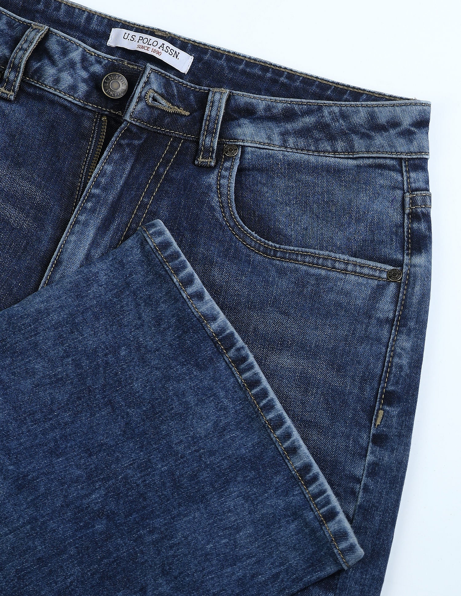 High Rise Wide Leg Jeans Dark Blue - U.S. POLO ASSN. | Large