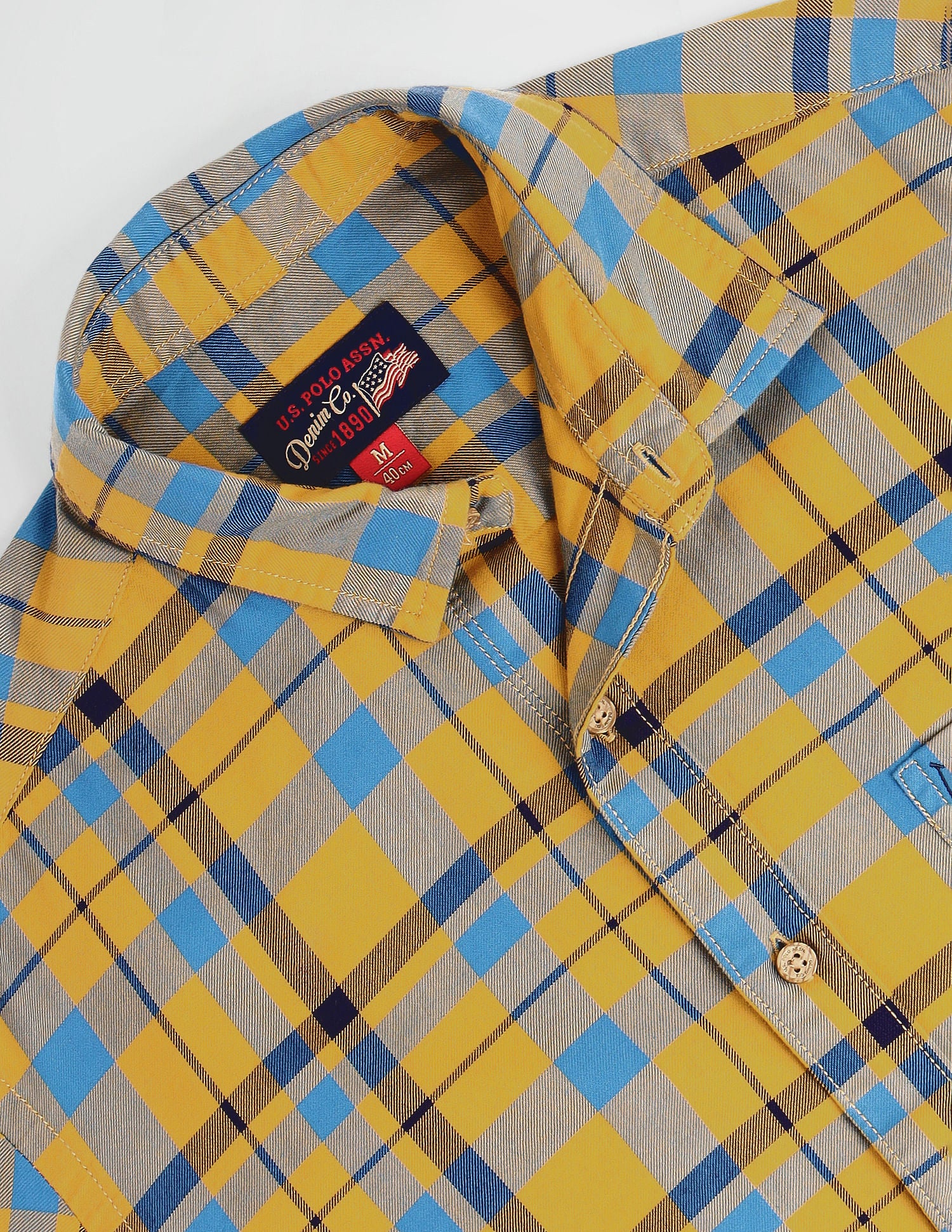 Tartan Check Twill Shirt Ochre - U.S. Polo Assn. India | Large